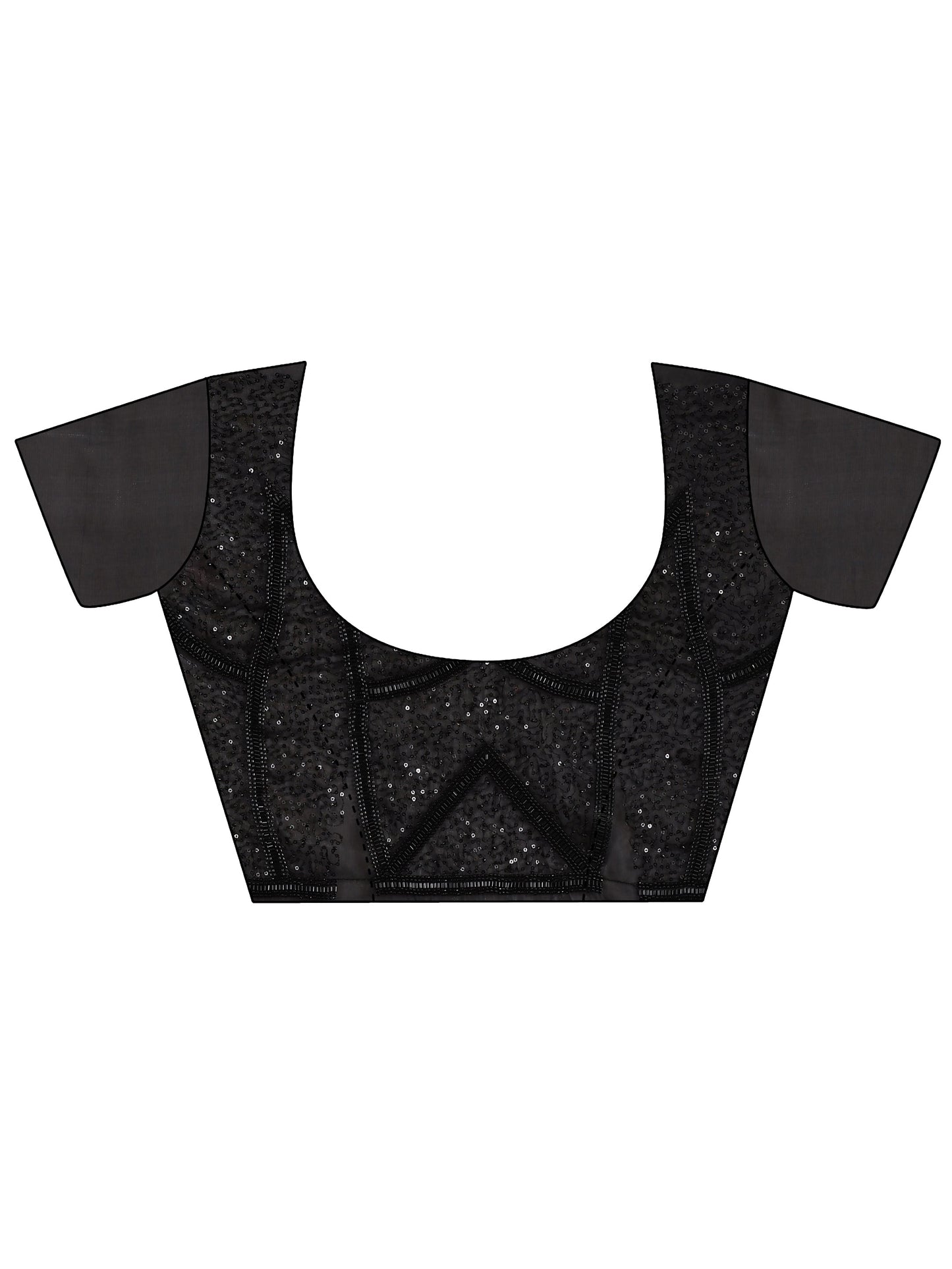 Black Printed Satin Saree With Unstitched Blouse Piece