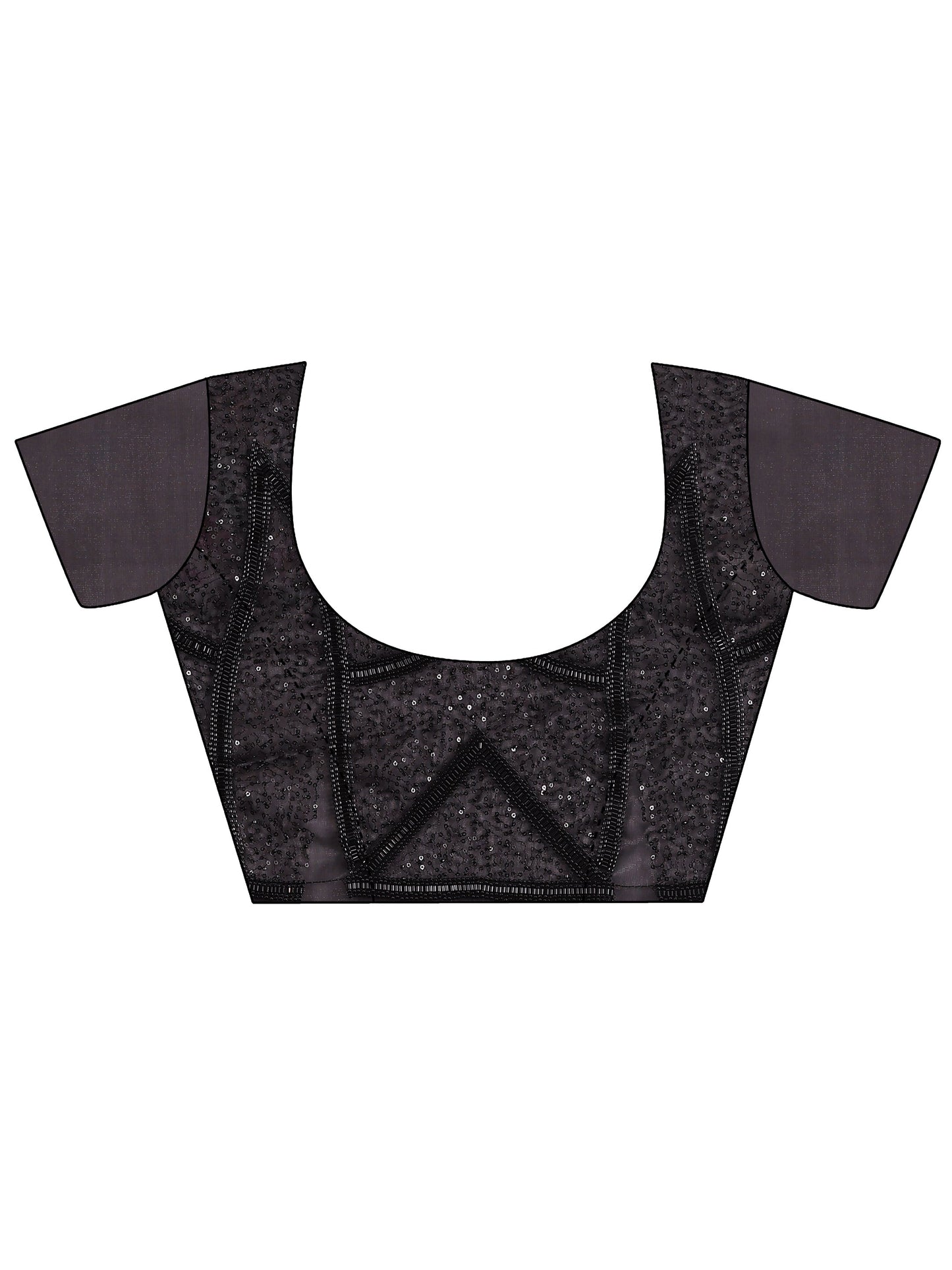 Black Printed Satin Saree With Unstitched Blouse Piece