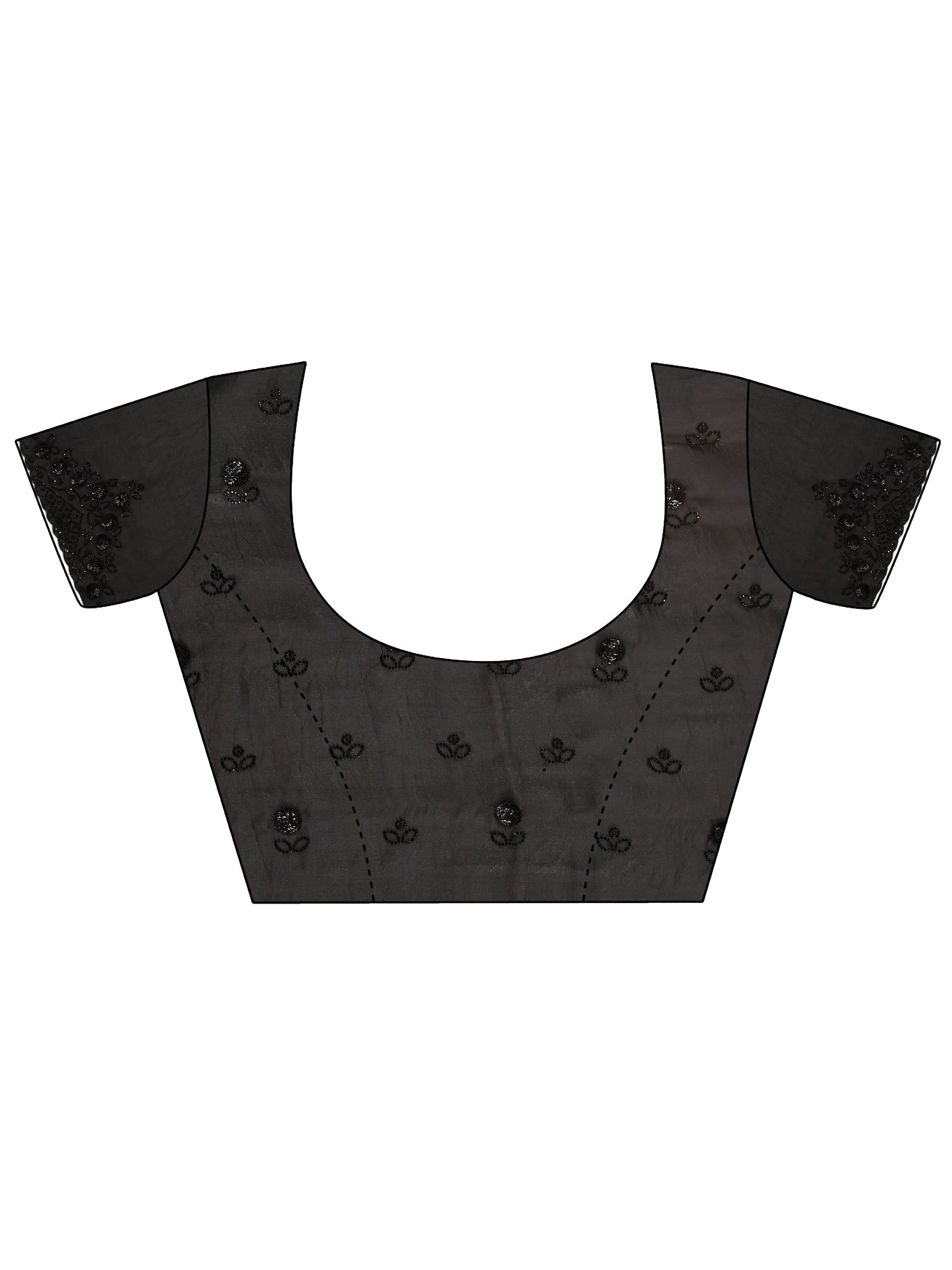 Black Solid Satin Saree With Unstitched Blouse Piece