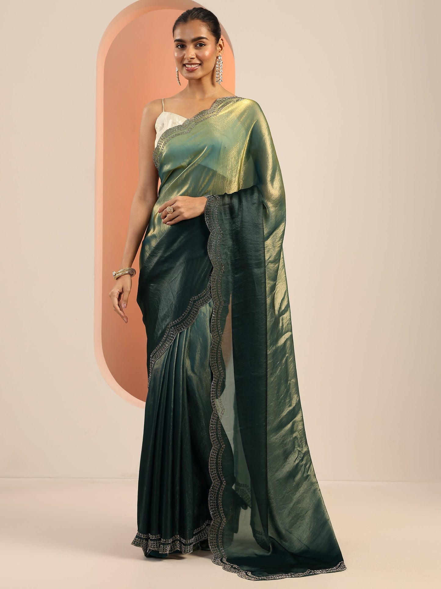 Blue Solid Jimmy Choo Satin Saree With Unstitched Blouse Piece