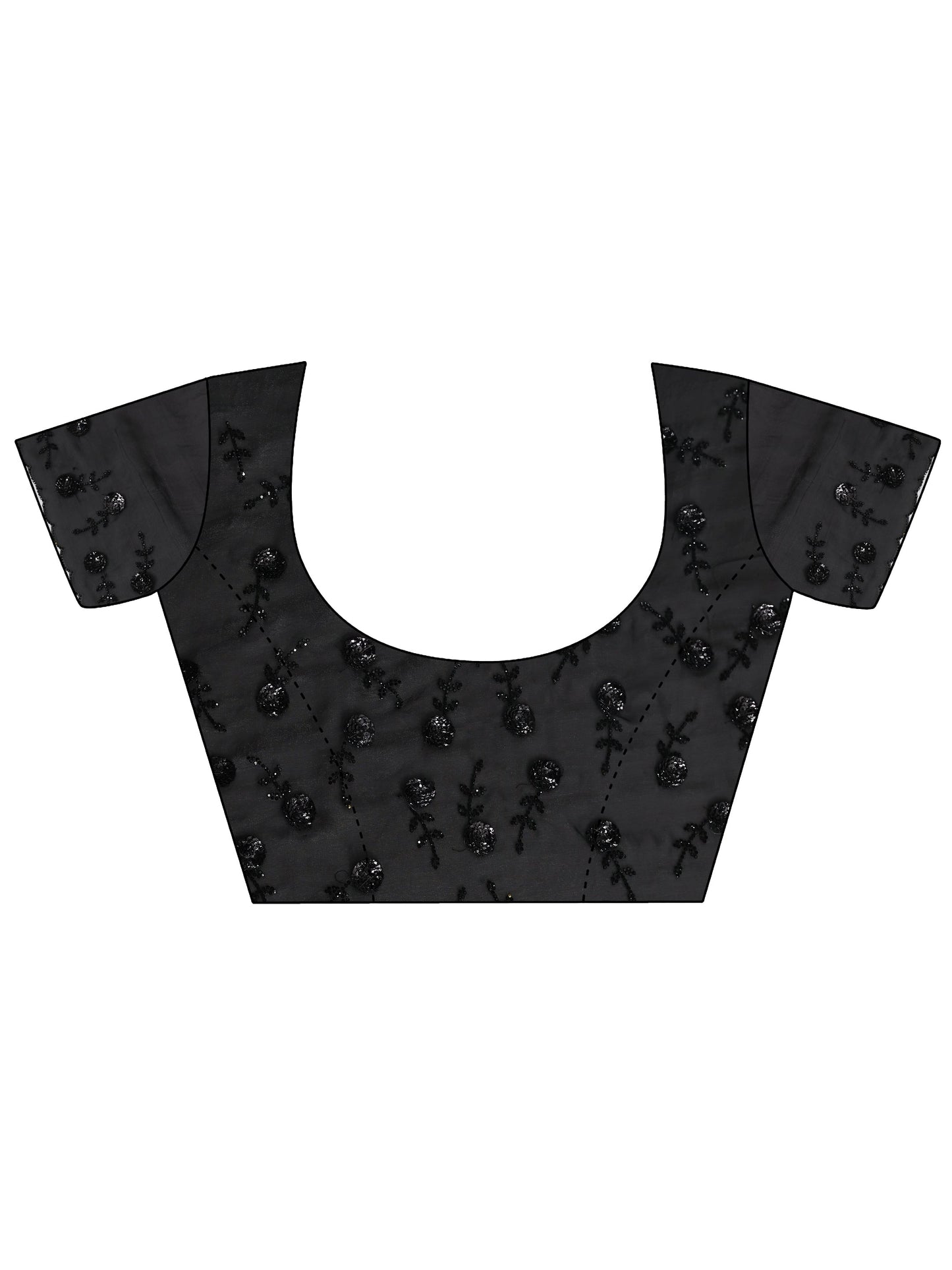 Black Solid Satin Saree With Unstitched Blouse Piece