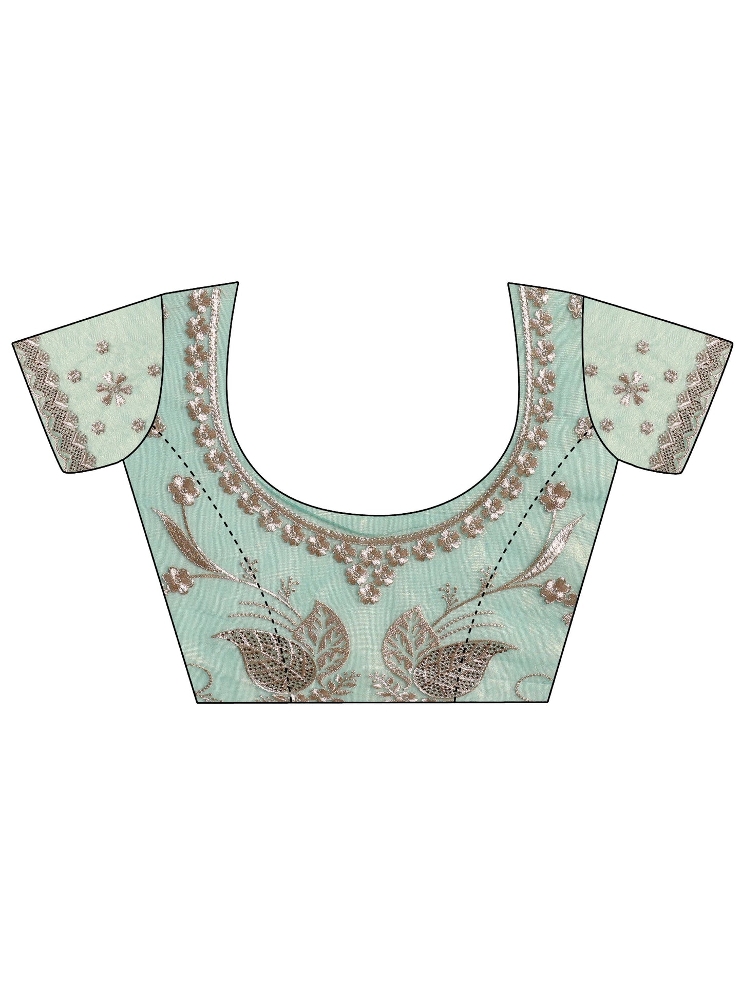 Blue Embroidered Nylon Saree With Unstitched Blouse Piece