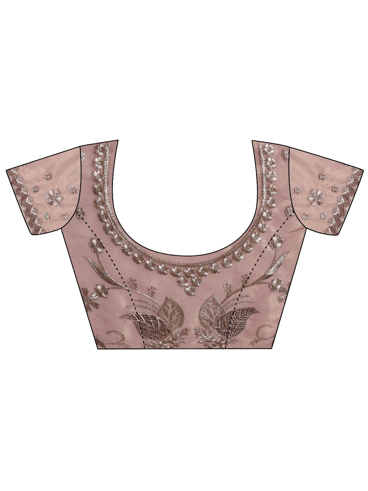 Mauve Embroidered Nylon Saree With Unstitched Blouse Piece