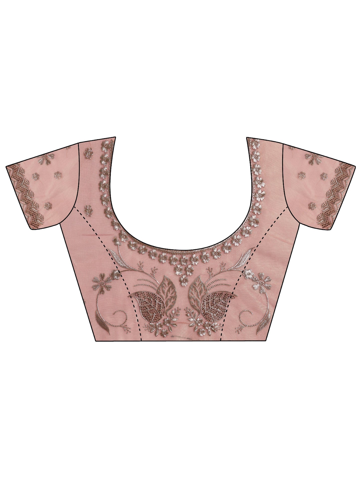 Pink Embroidered Nylon Saree With Unstitched Blouse Piece