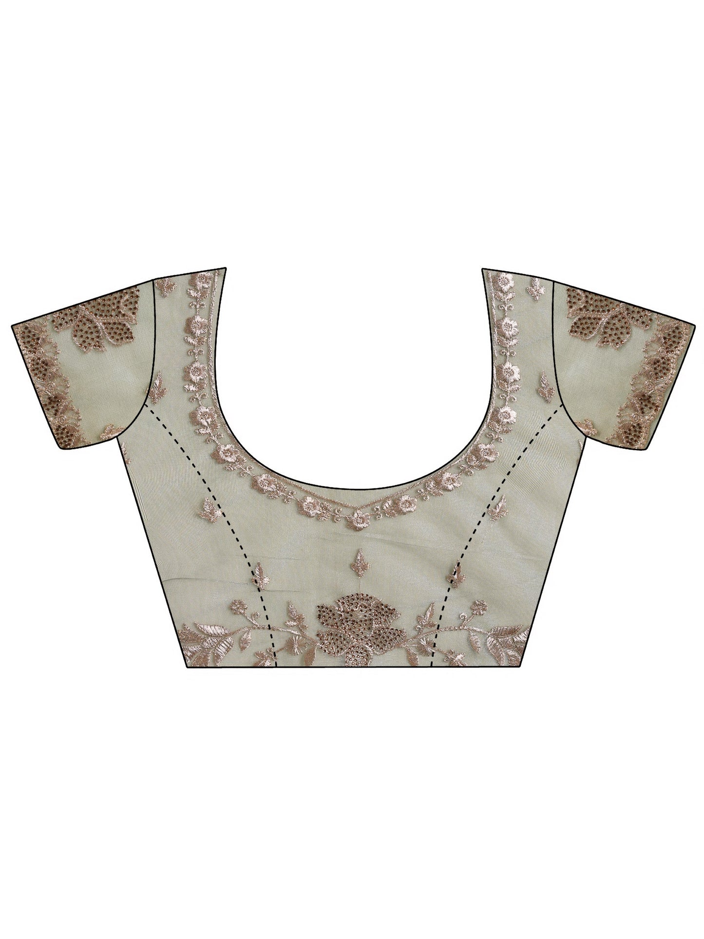 Green Embroidered Nylon Saree With Unstitched Blouse Piece