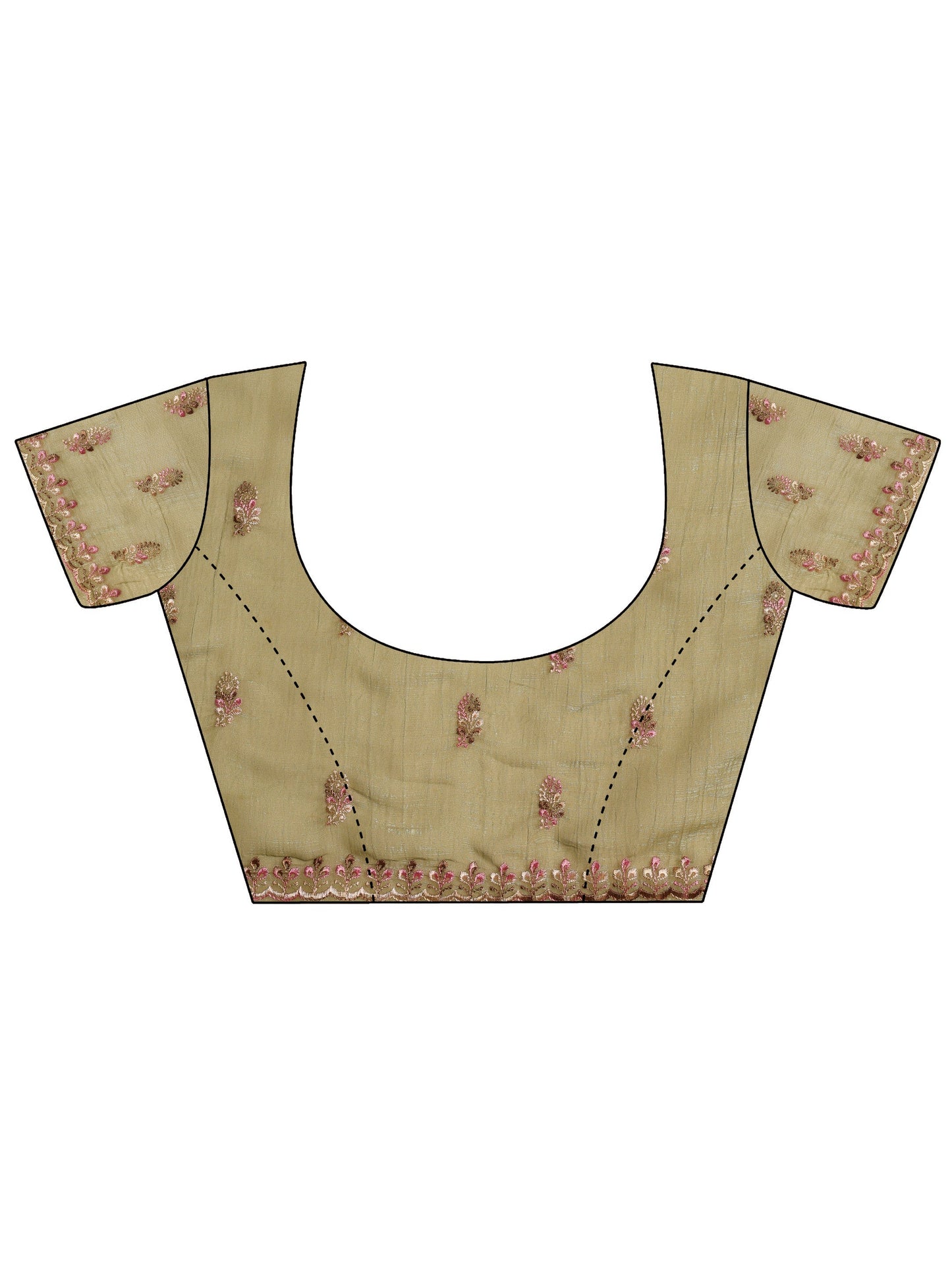 Peach Embroidered Silk blend Saree With Unstitched Blouse Piece