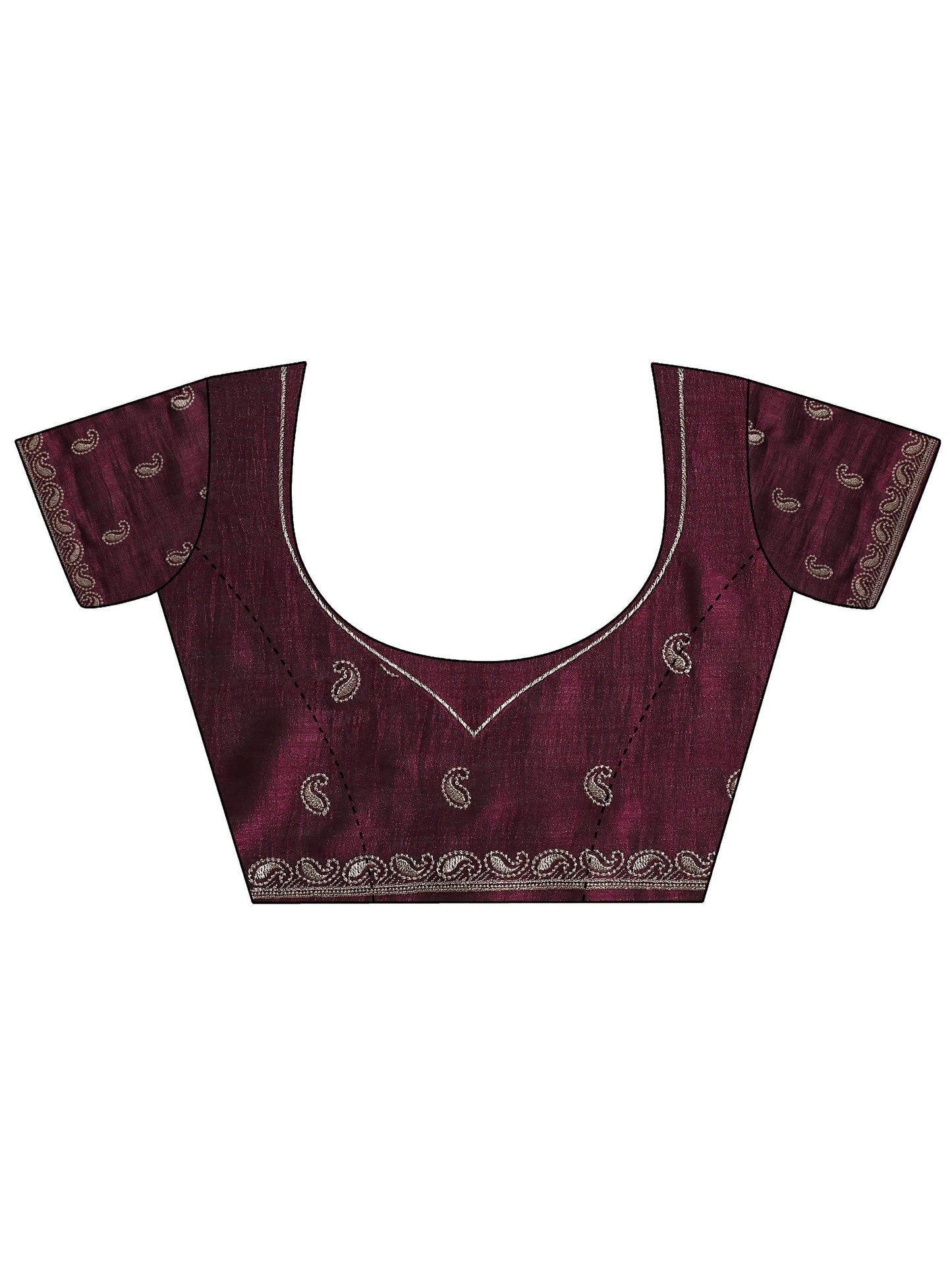 Burgundy Embellished Silk blend Saree With Unstitched Blouse Piece