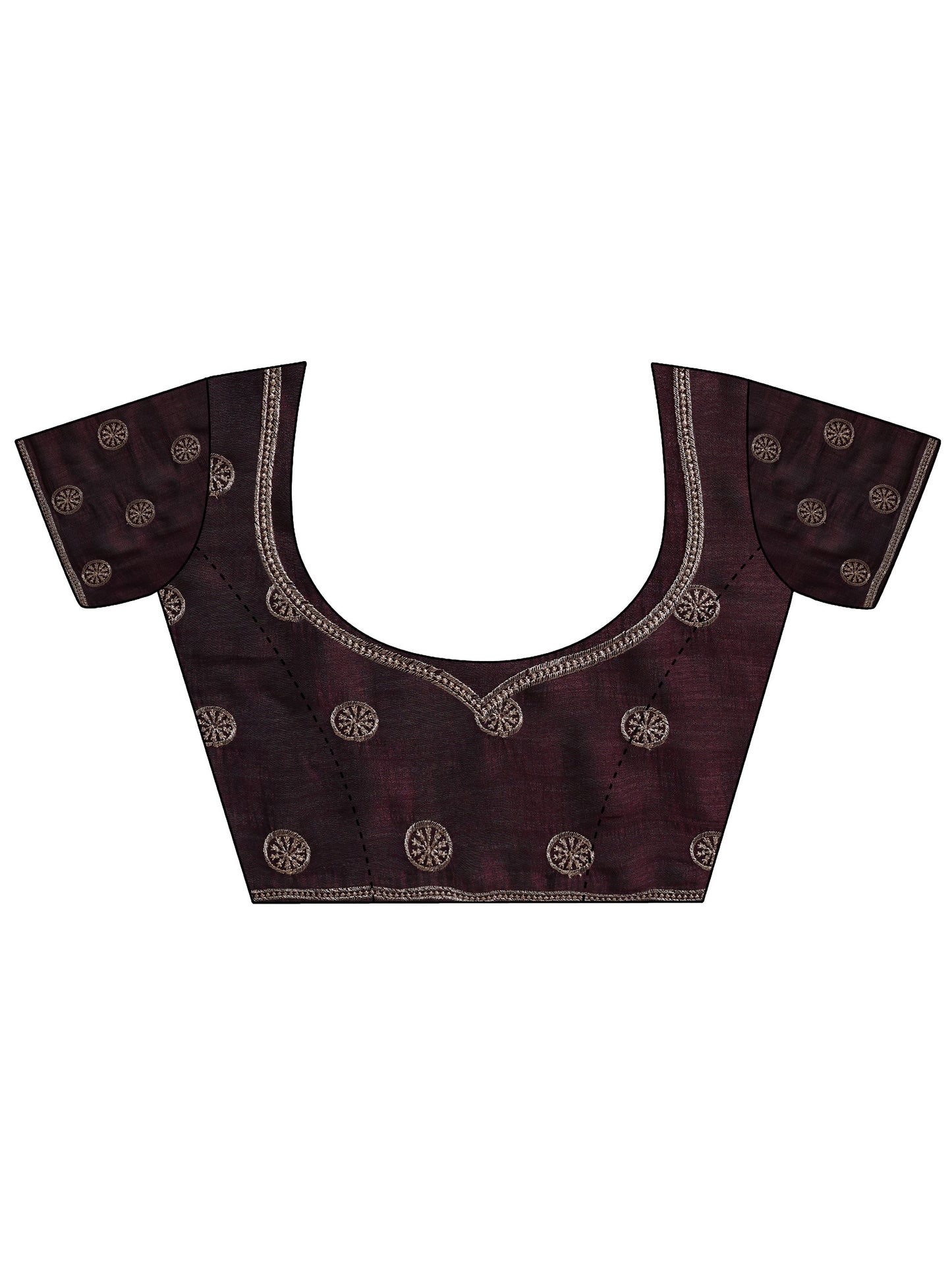 Burgundy Embellished Silk blend Saree With Unstitched Blouse Piece