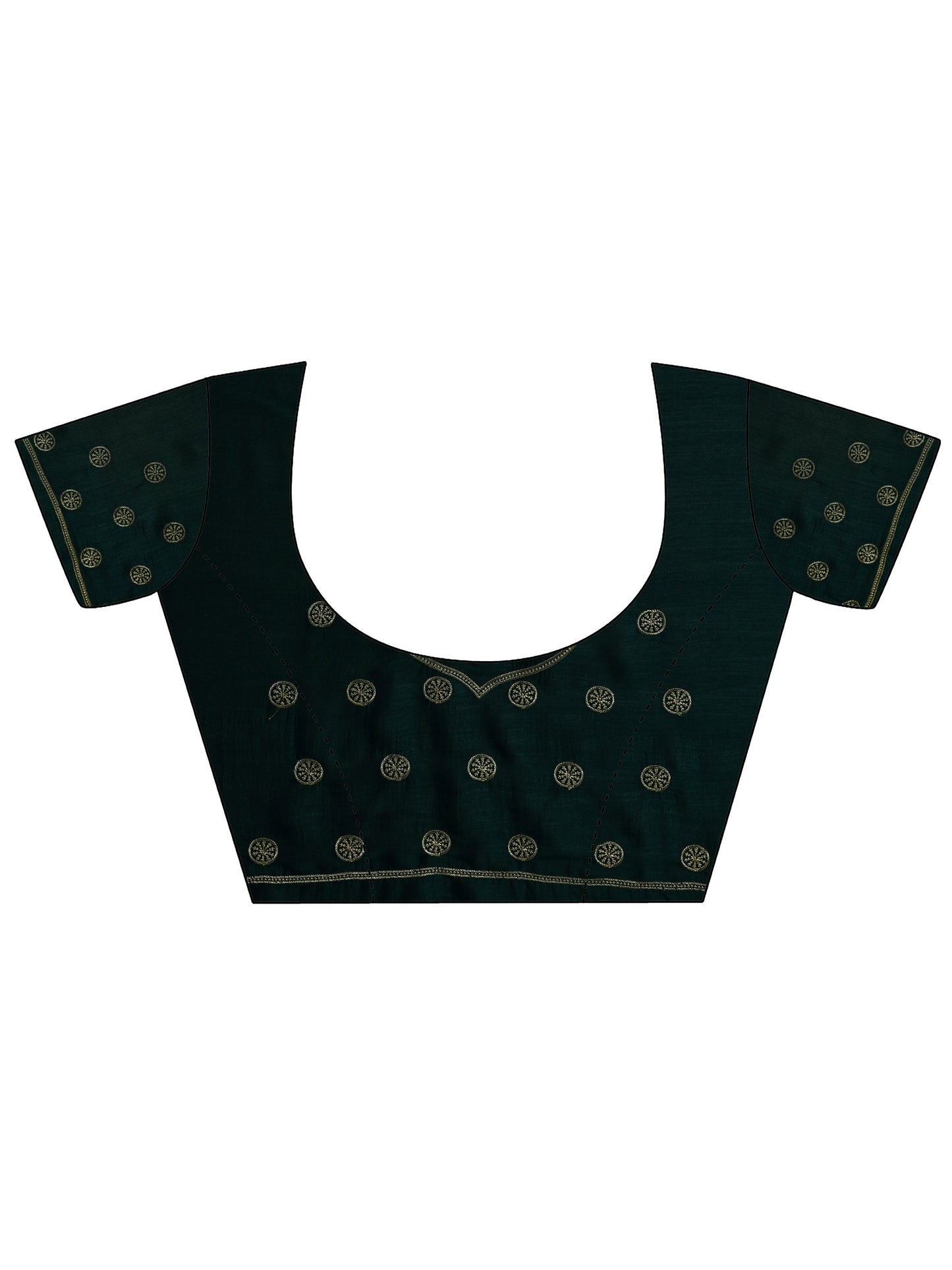 Teal Embellishments Silk Blend Saree With Unstitched Blouse Piece