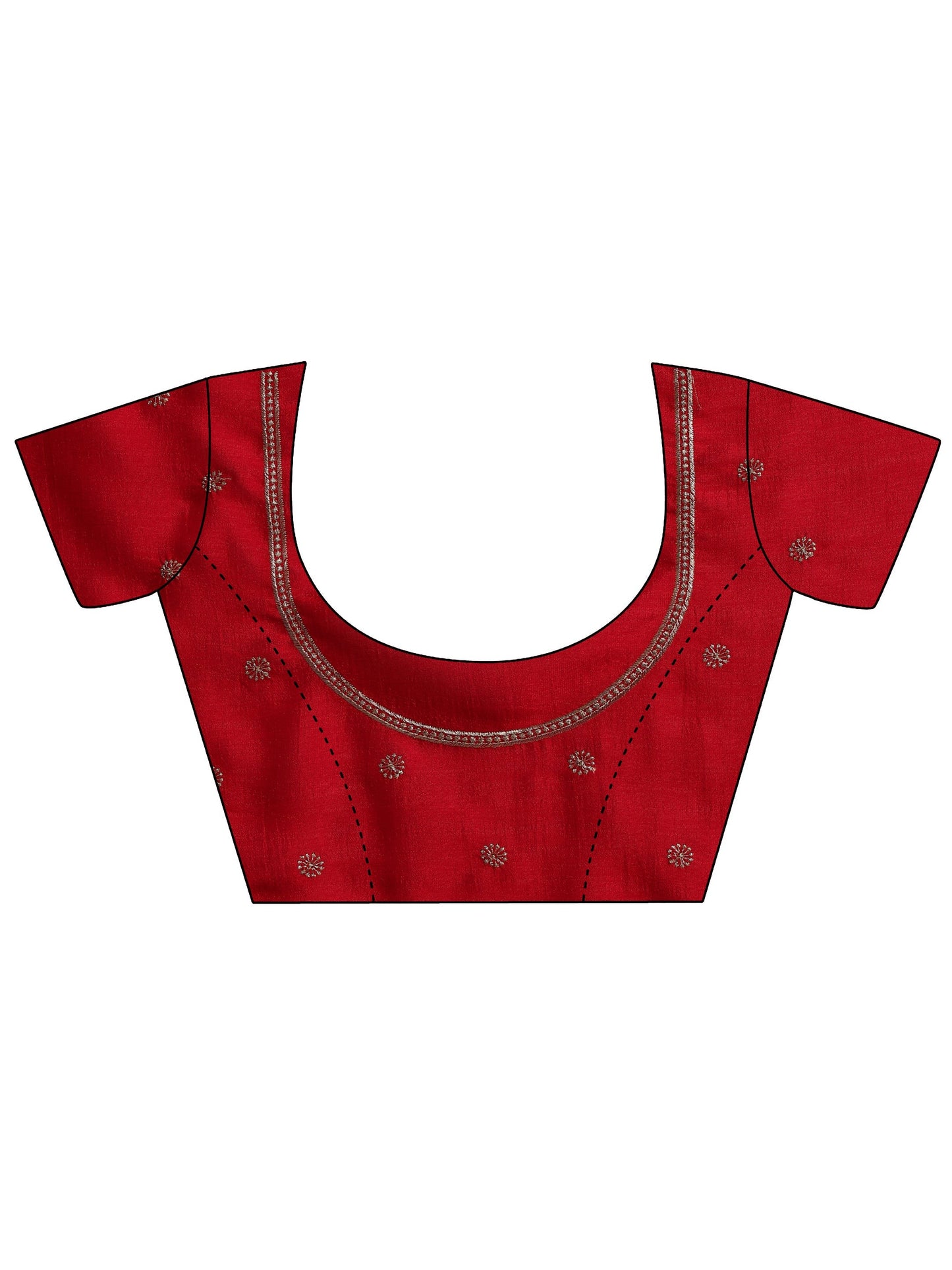 Red Embellished Silk blend Saree With Unstitched Blouse Piece