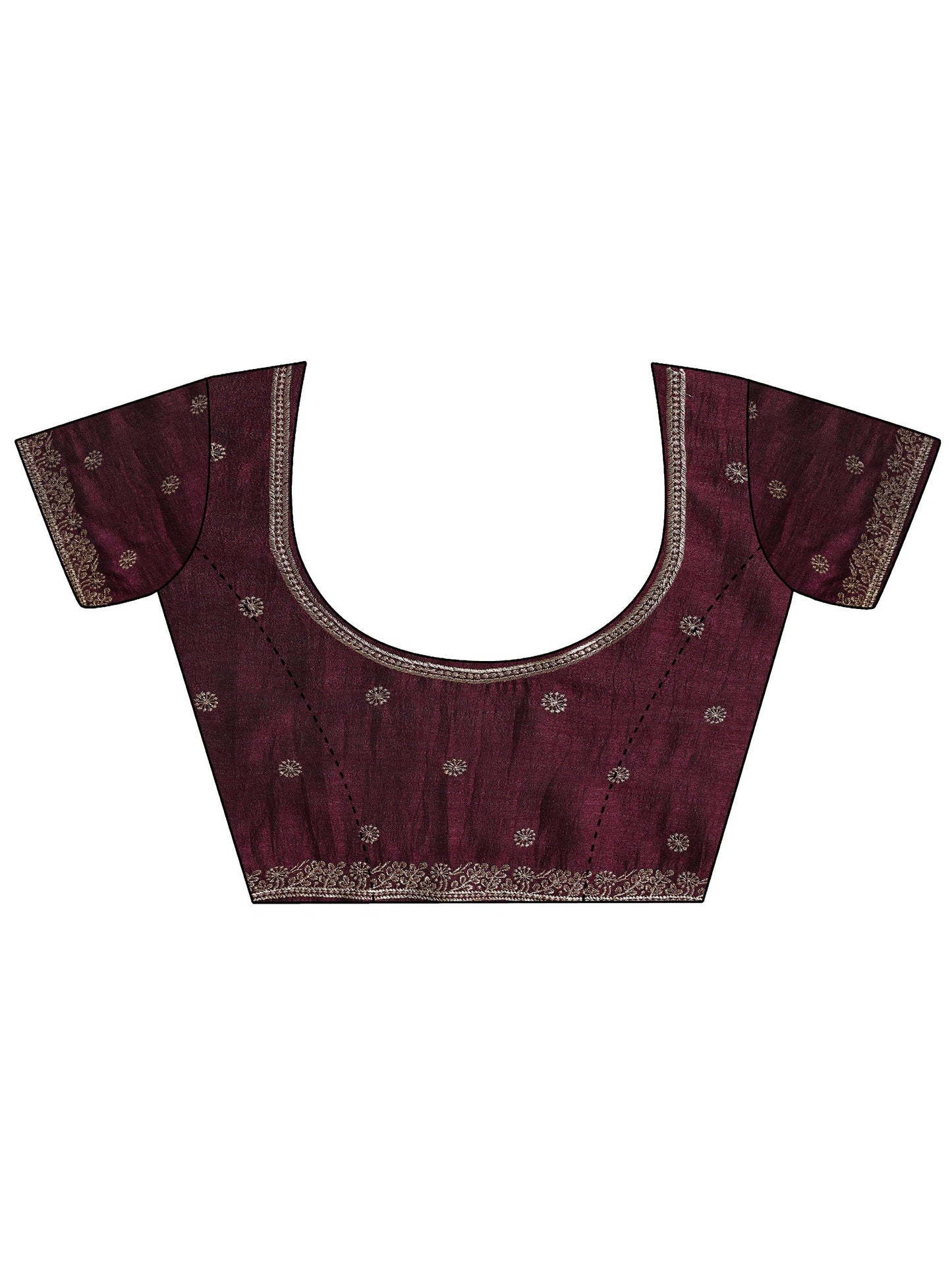 Burgundy Embellished Silk blend Saree With Unstitched Blouse Piece