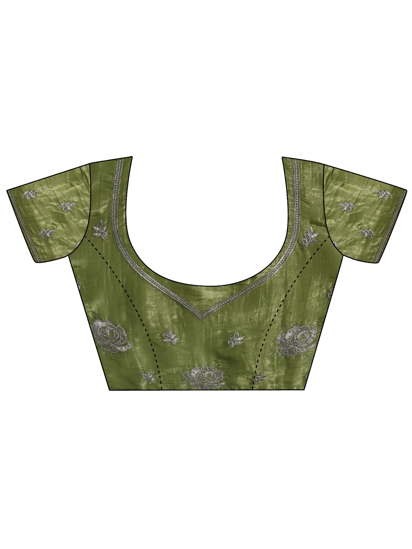 Olive Embroidered Jimmy Choo Organza Saree With Unstitched Blouse Piece