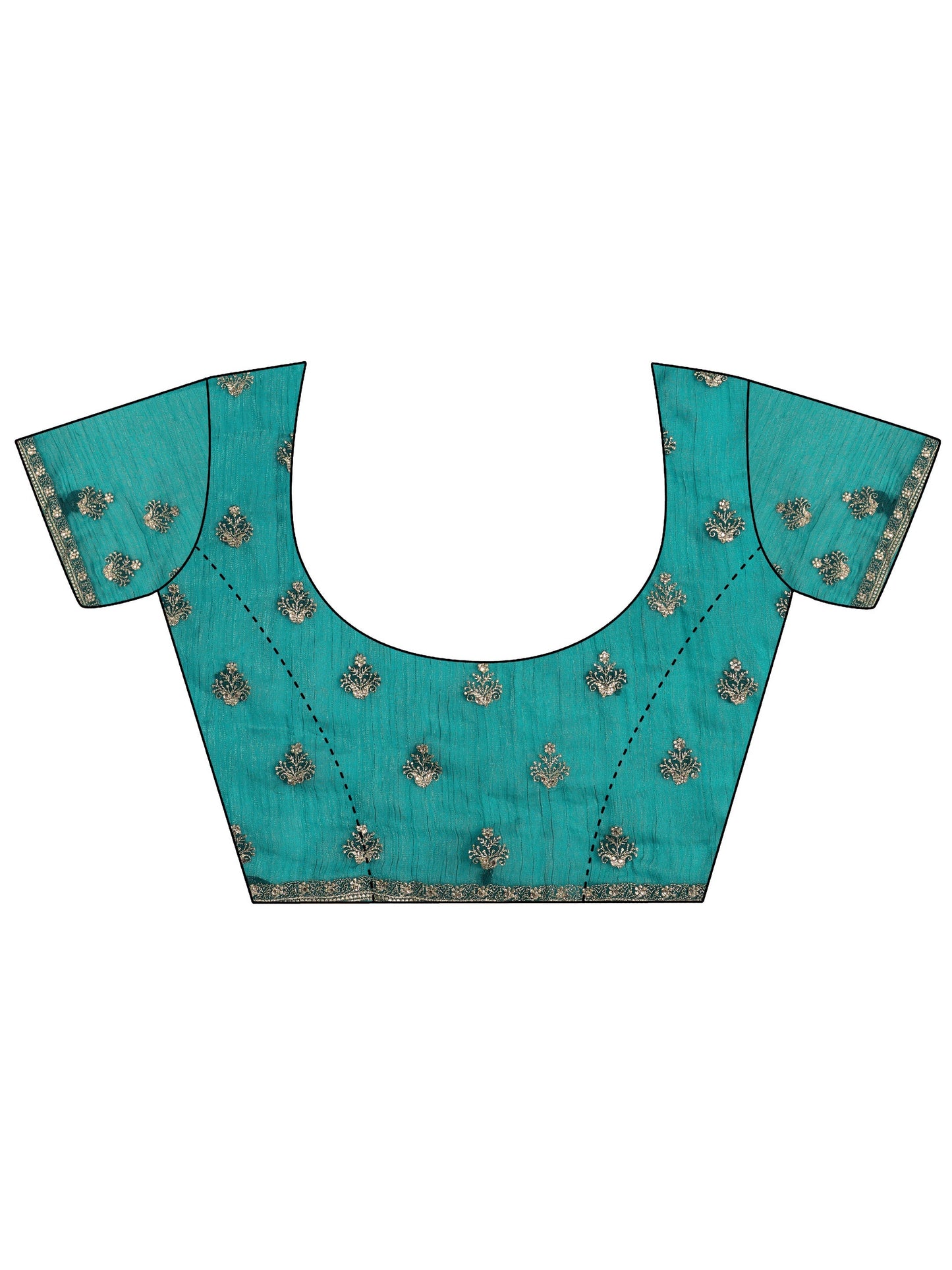 Green Embroidered Chiffon Saree With Unstitched Blouse Piece