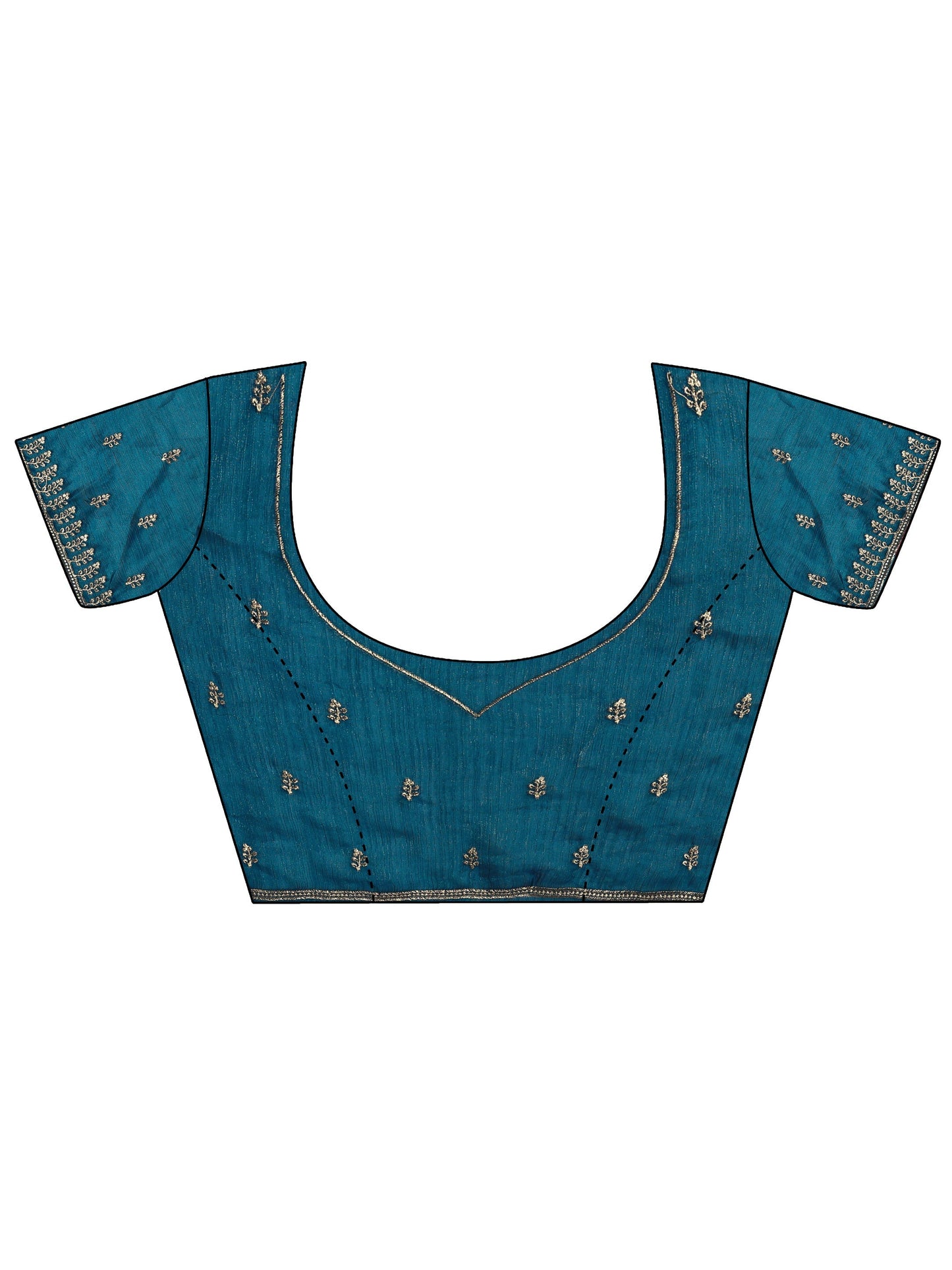 Blue Embellished Chiffon Saree With Unstitched Blouse Piece