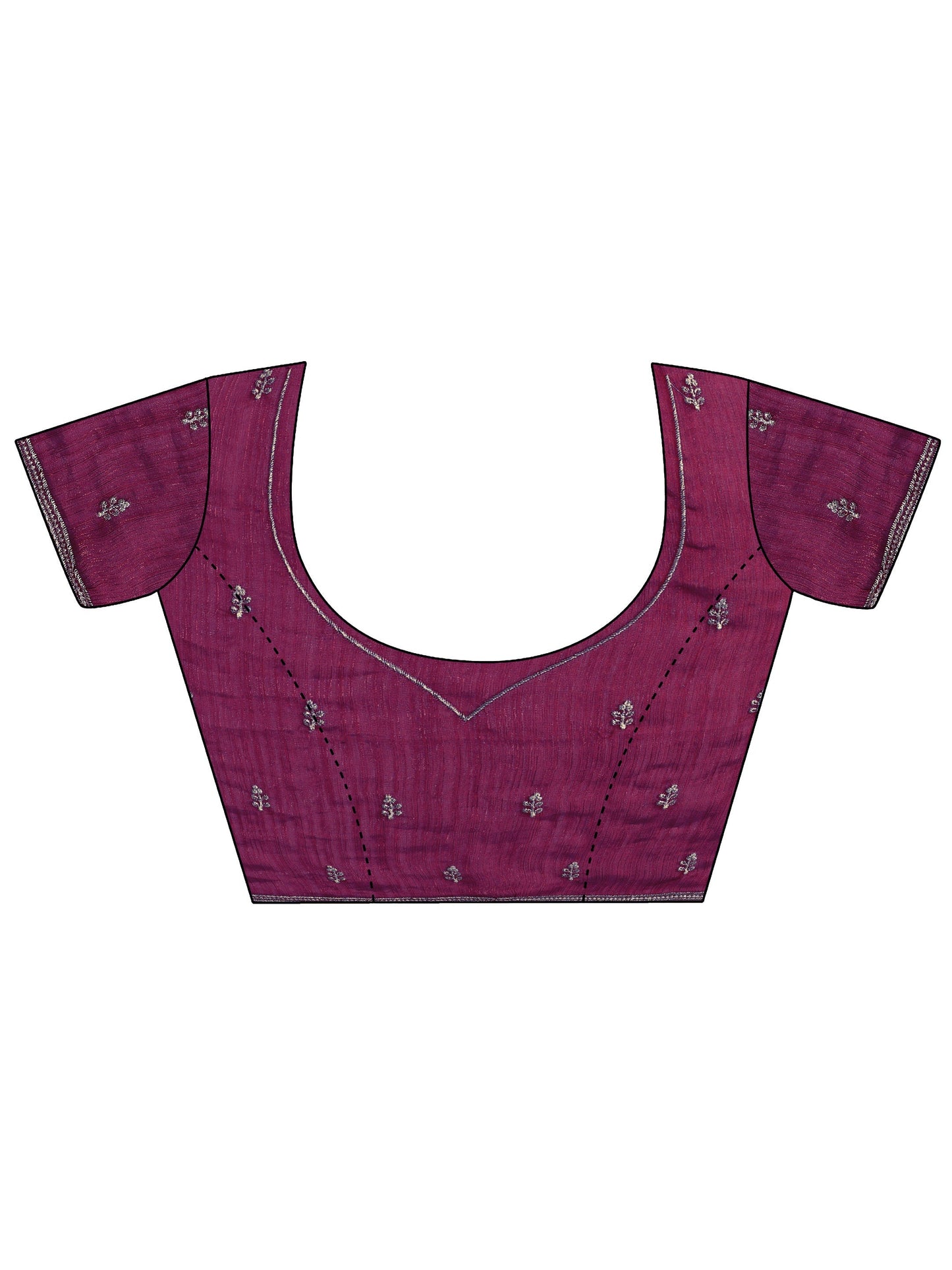 Magenta Embellished Chiffon Saree With Unstitched Blouse Piece