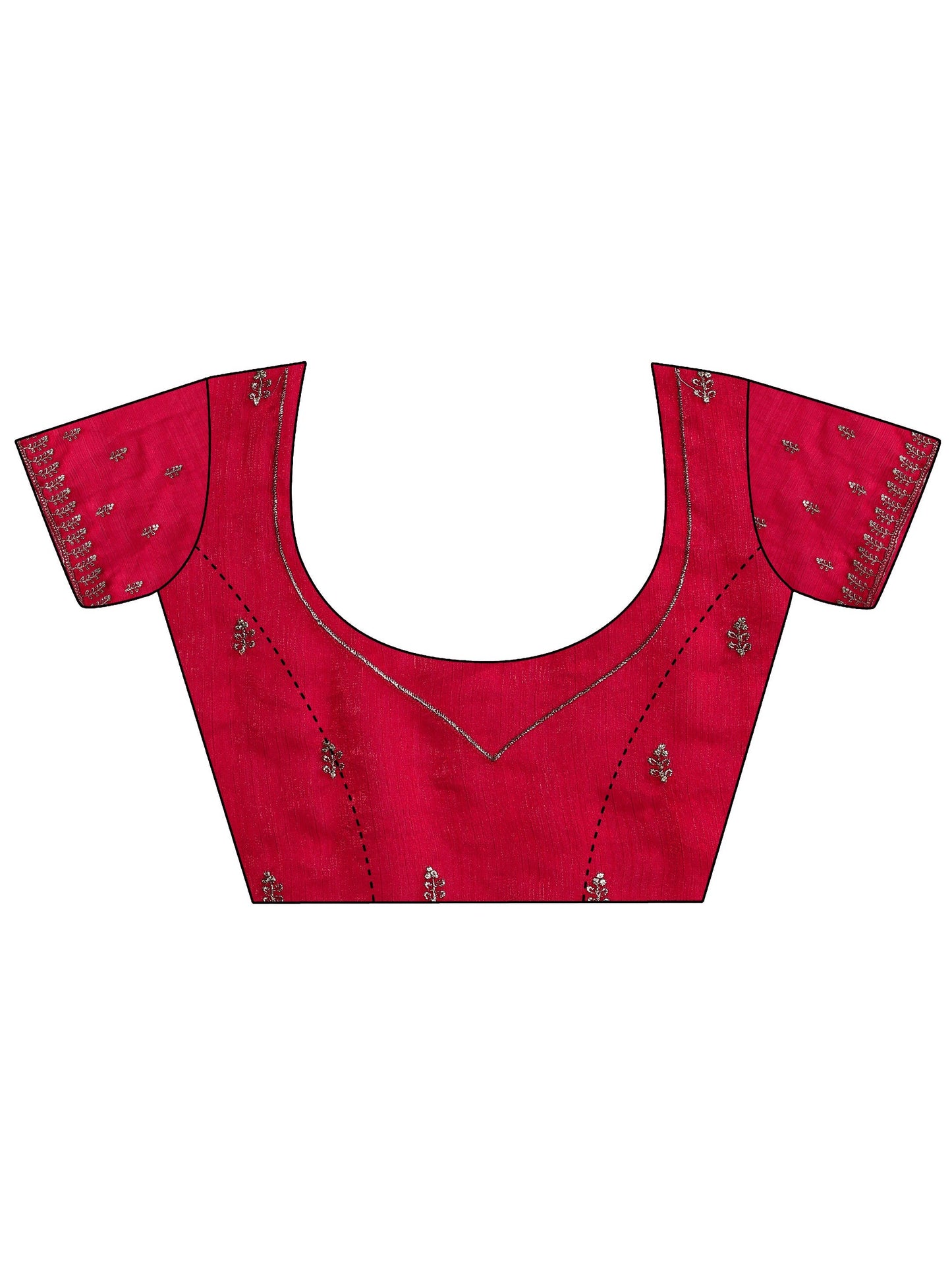 Red Embellished Chiffon Saree With Unstitched Blouse Piece