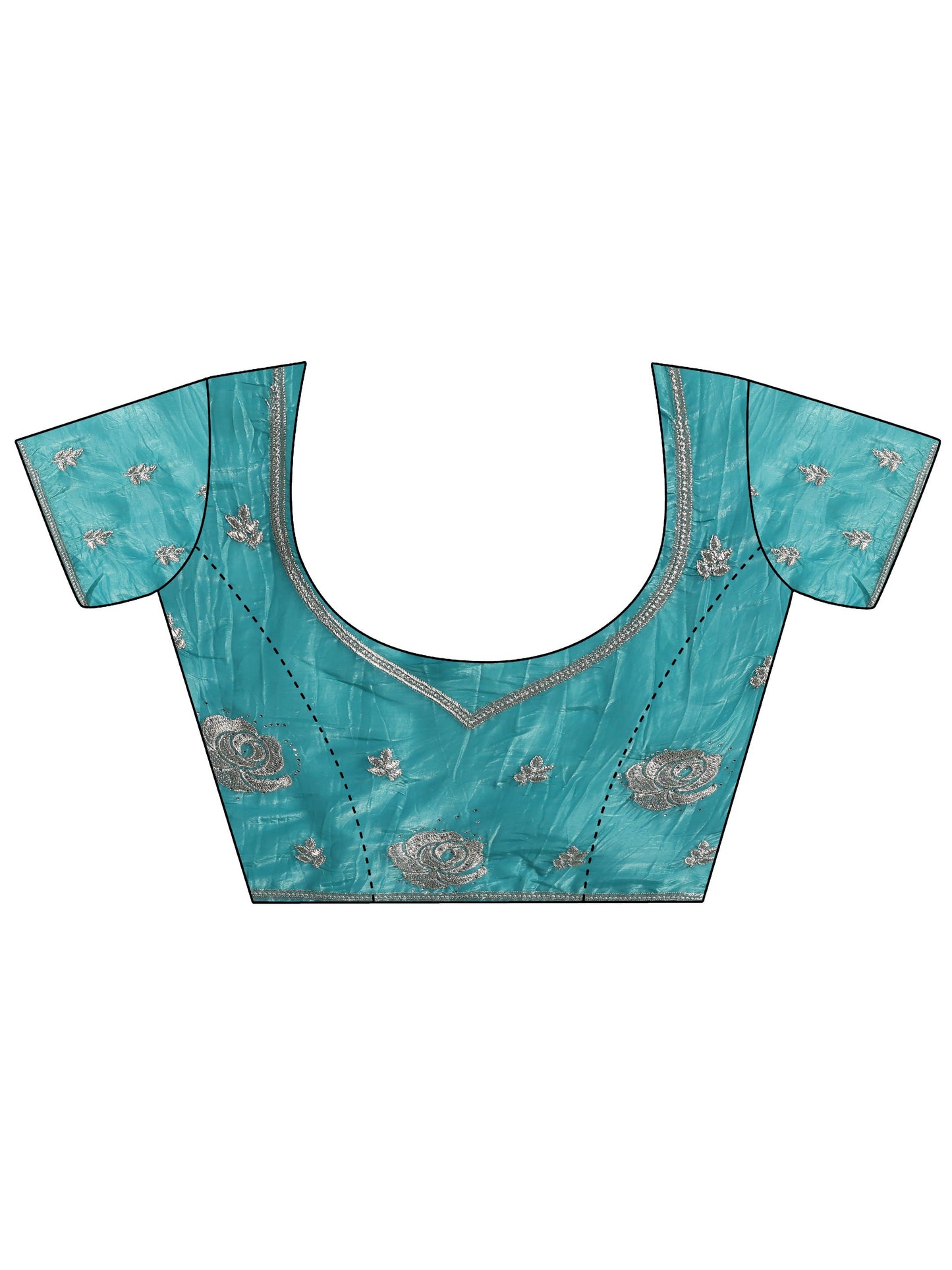 Blue Embroidered Nylon Saree With Unstitched Blouse Piece