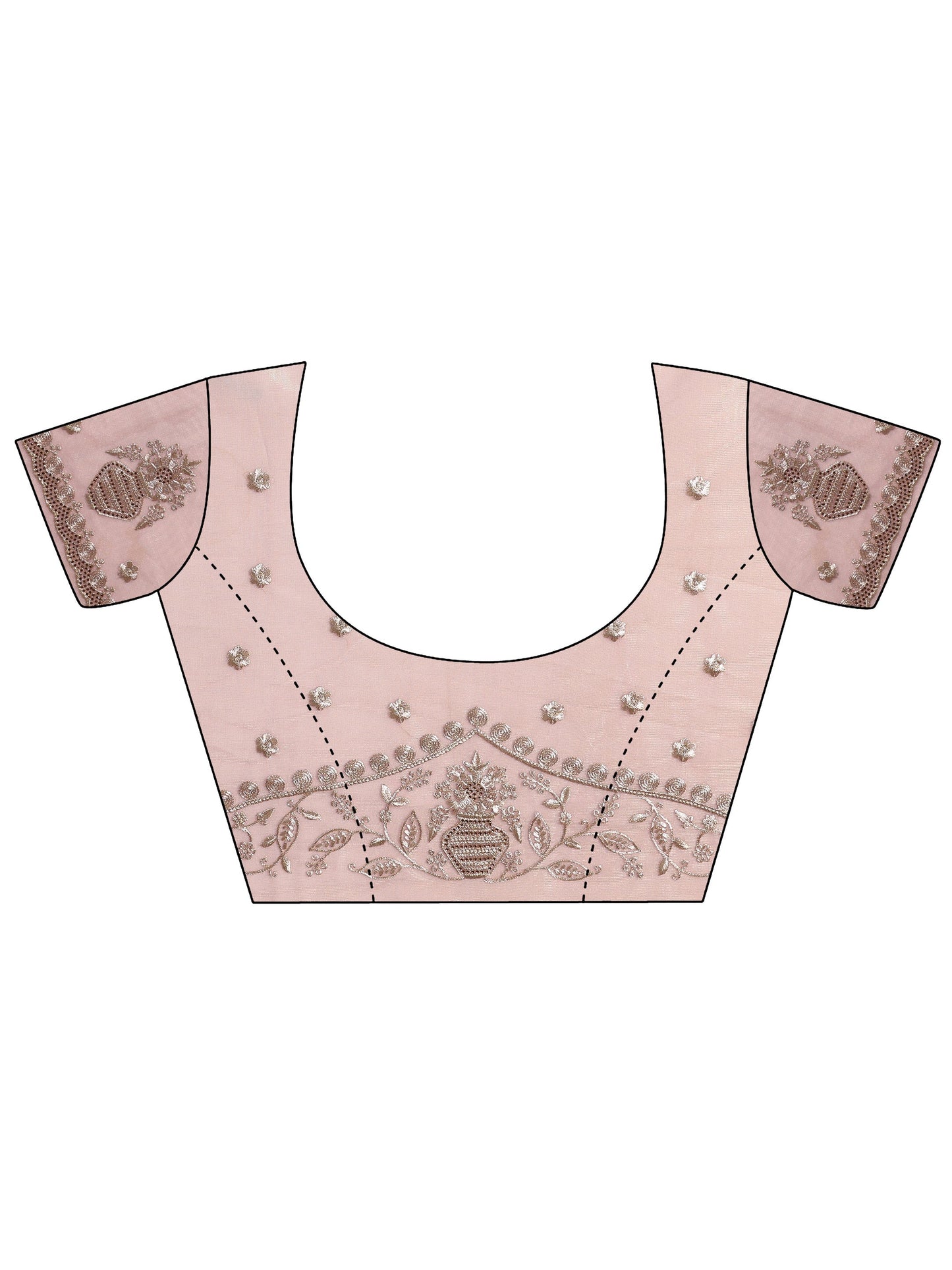 Mauve Embroidered Nylon Saree With Unstitched Blouse Piece