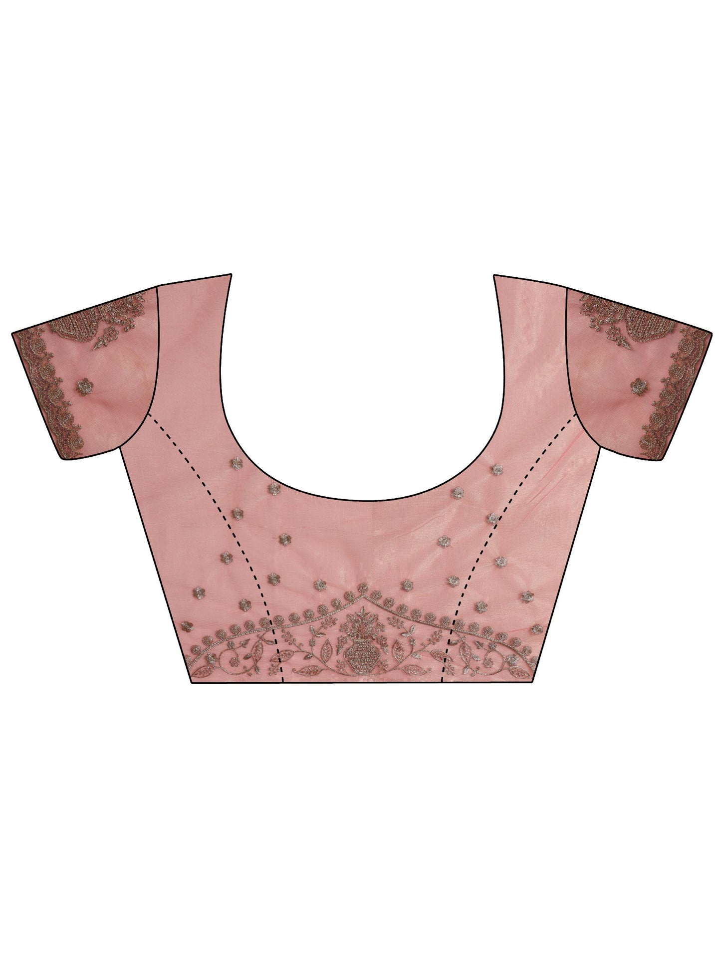 Pink Embroidered Nylon Saree With Unstitched Blouse Piece