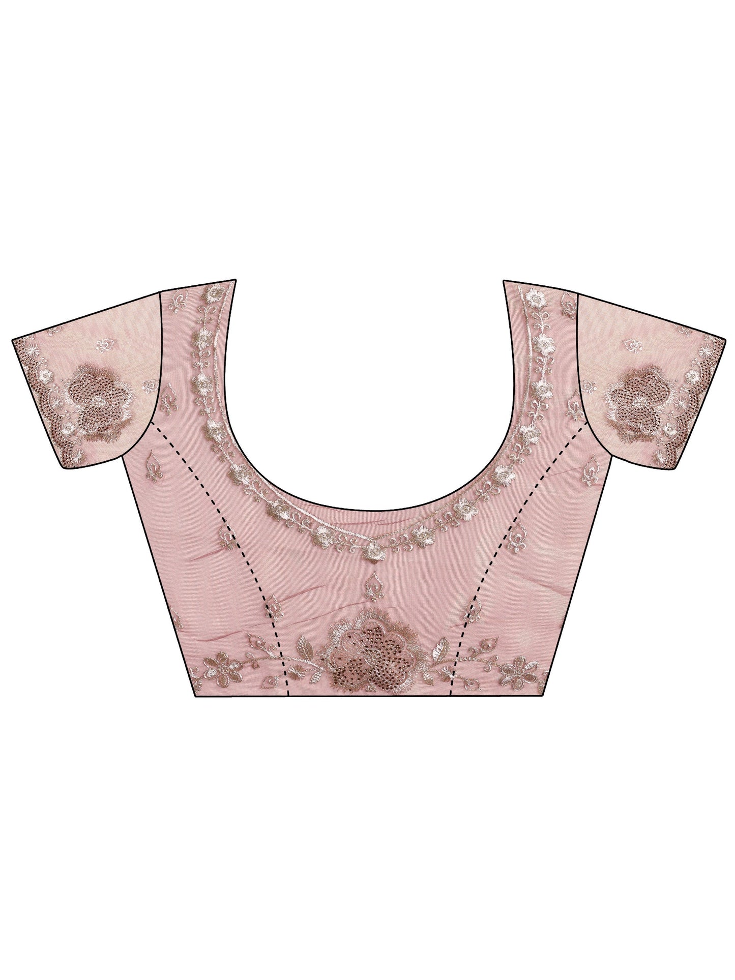 Mauve Embroidered Nylon Saree With Unstitched Blouse Piece