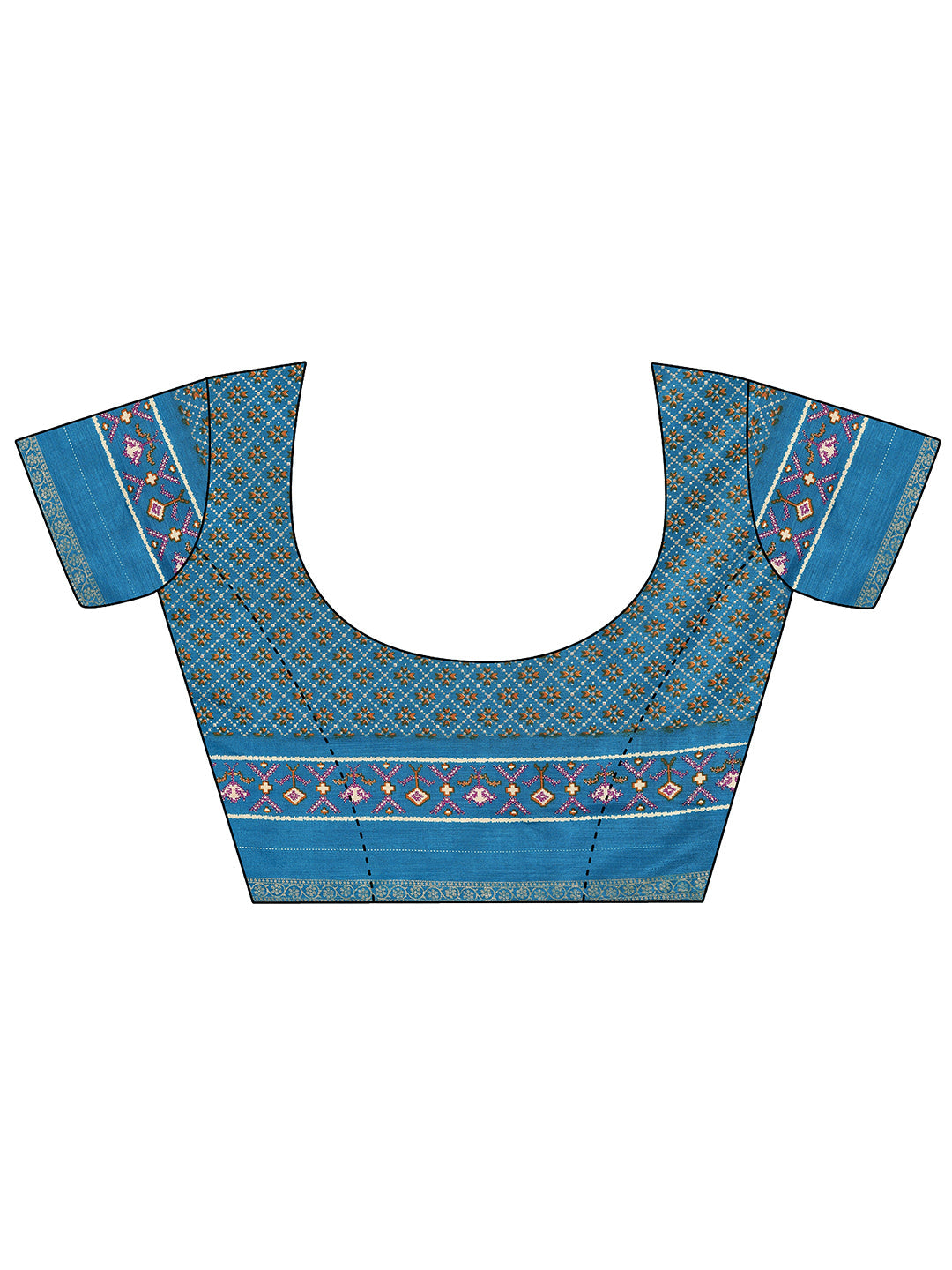 Magenta Printed Silk Blend Saree With Unstitched Blouse Piece