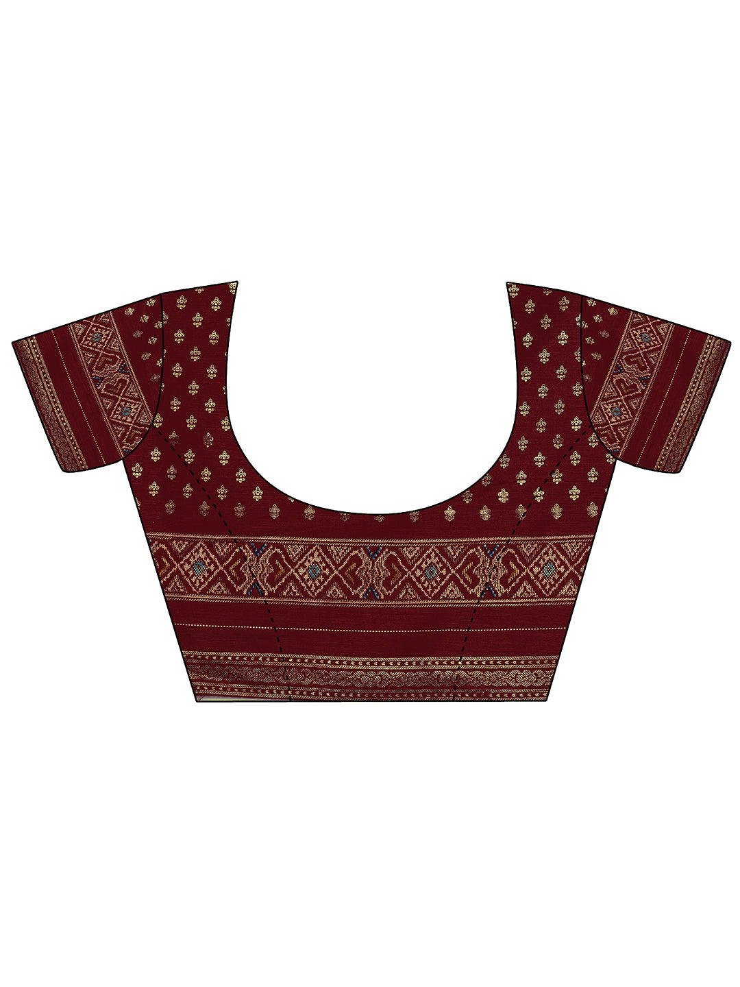 Olive Printed Silk Blend Saree With Unstitched Blouse Piece