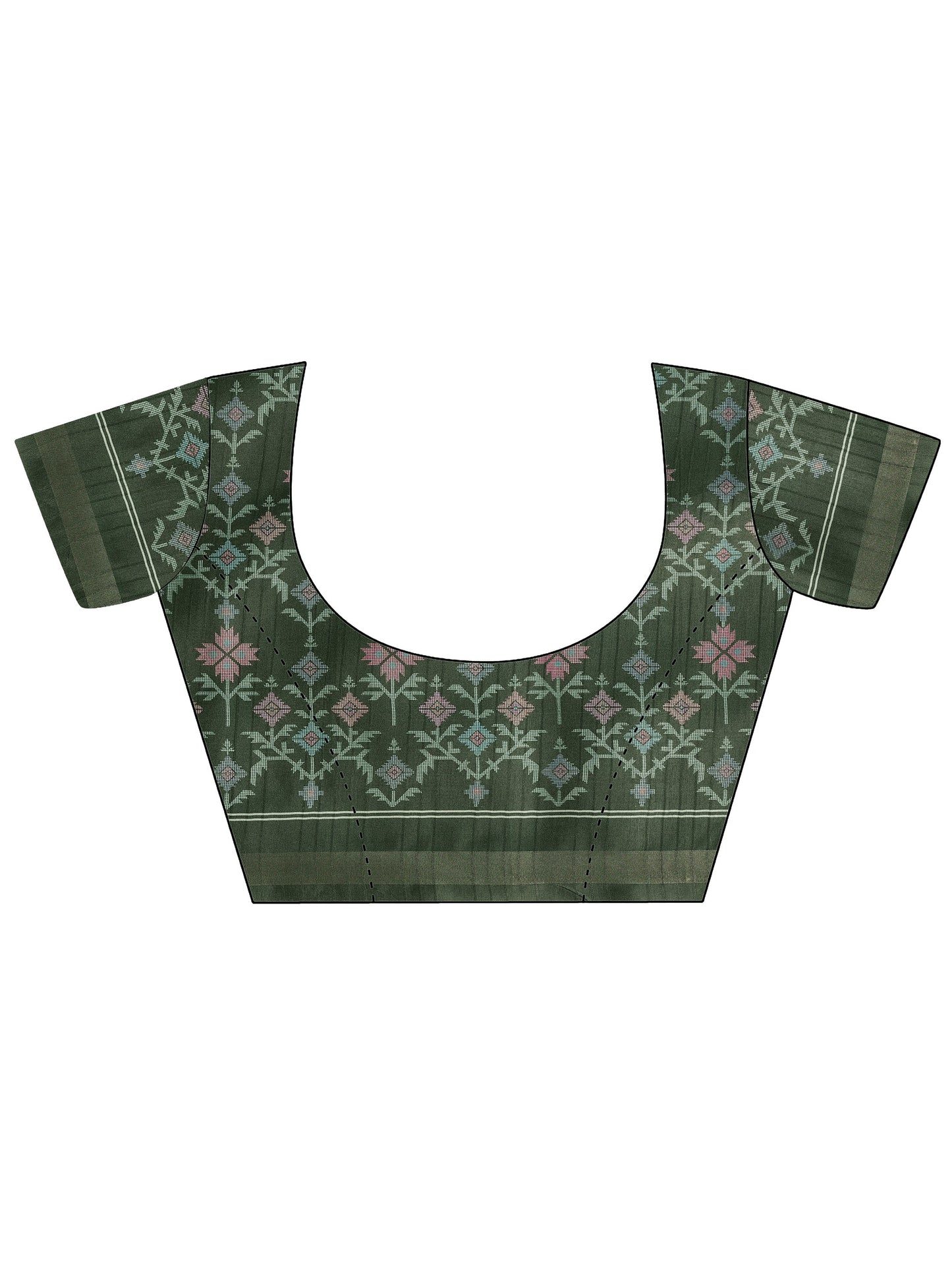 Green Embellished Silk Blend Saree With Unstitched Blouse Piece