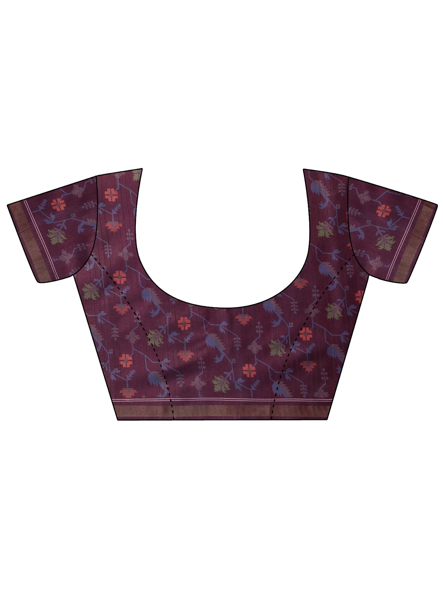 Lavender Printed Silk Saree With Unstitched Blouse Piece