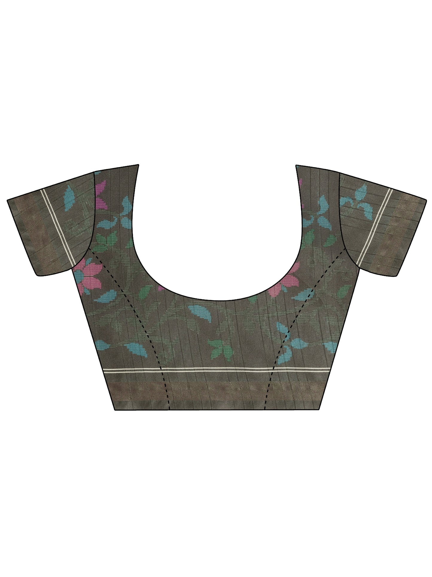 Green Printed Silk Saree With Unstitched Blouse Piece