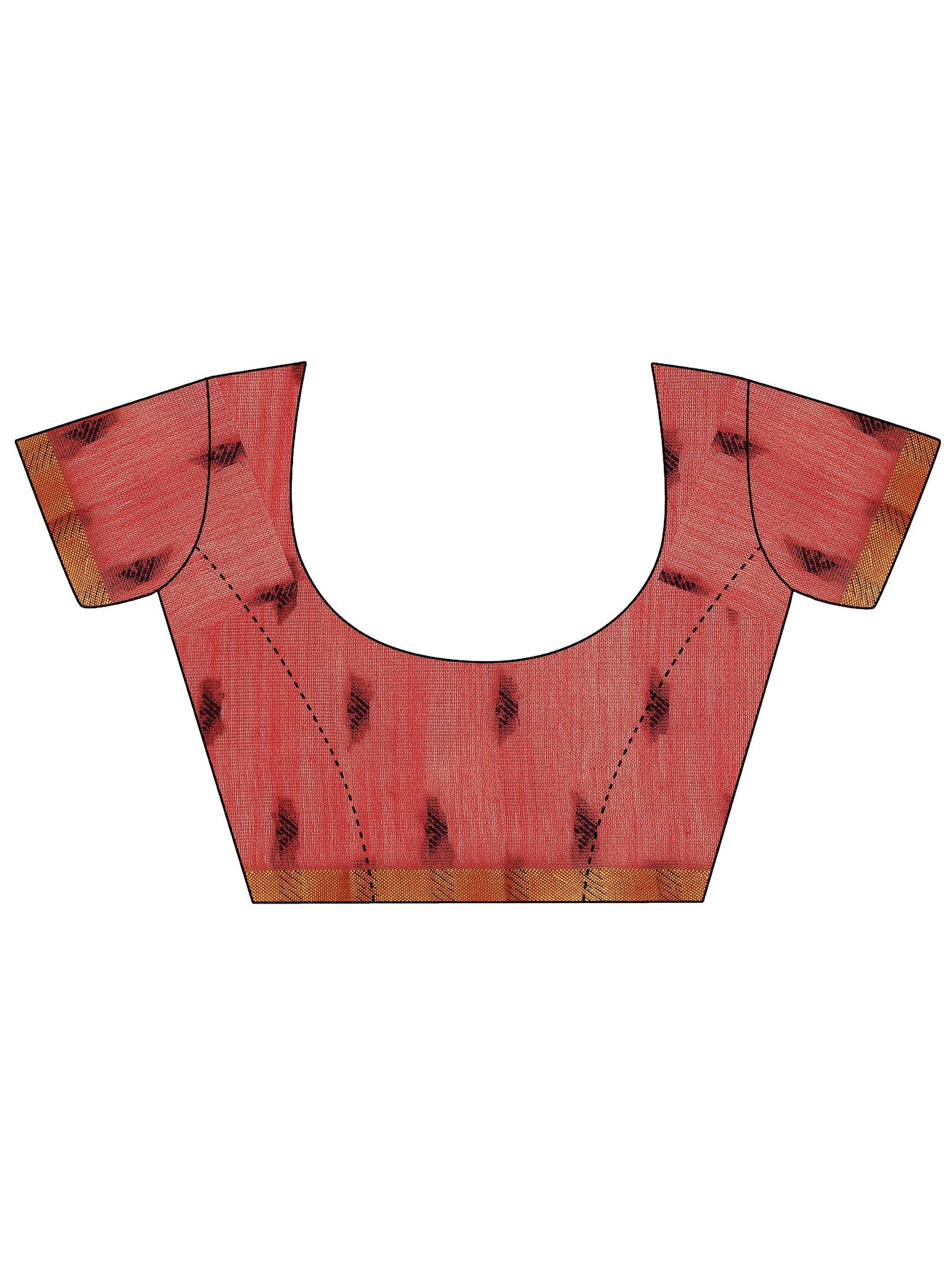 Rust Solid Silk Saree With Unstitched Blouse Piece