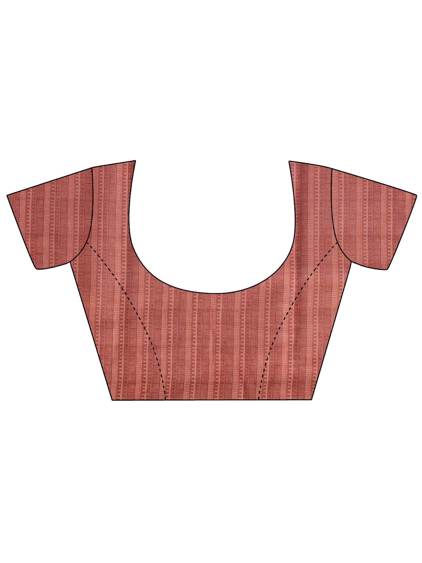 Rust Printed Silk Blend Saree With Unstitched Blouse Piece