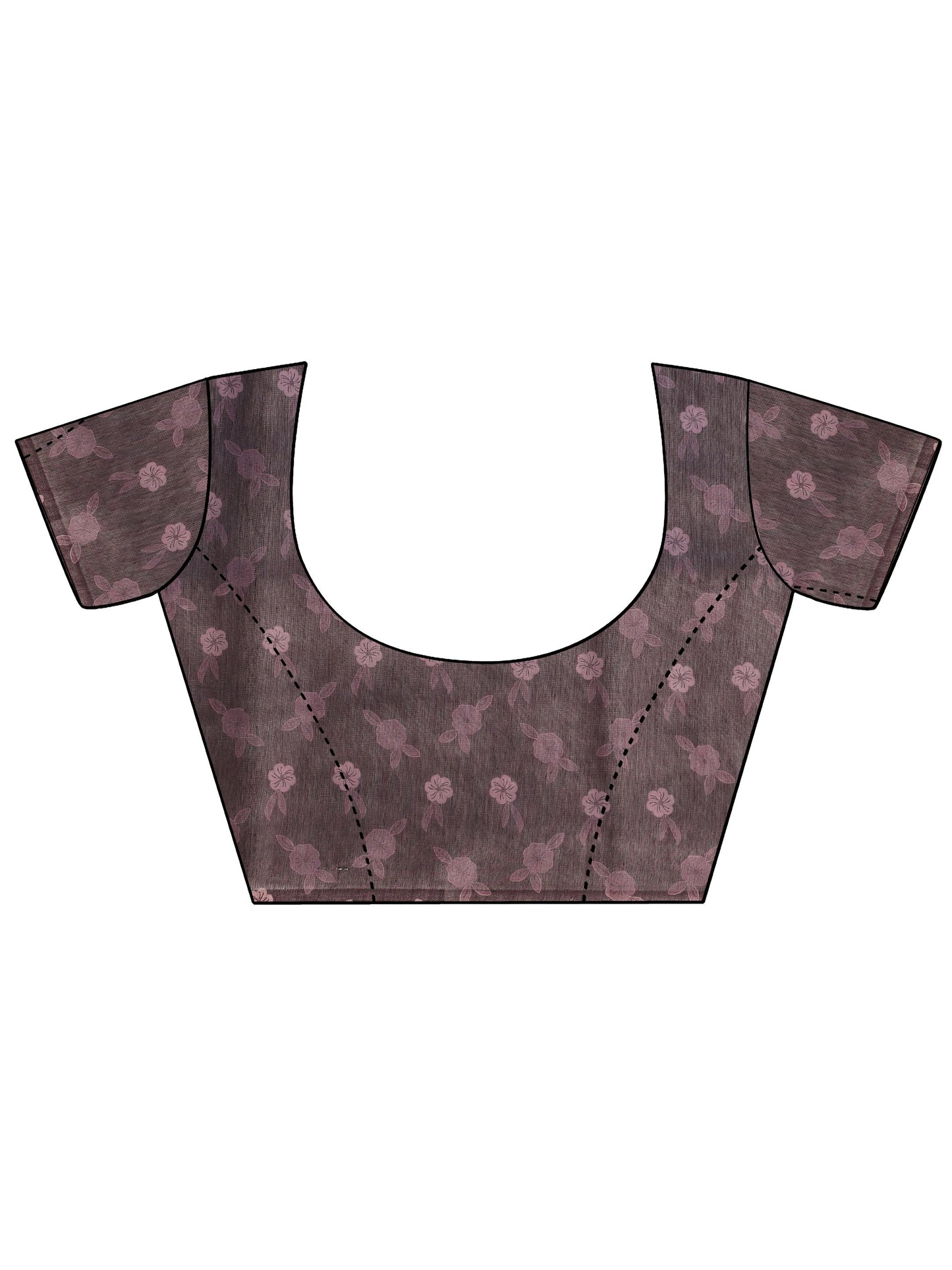 Mauve Printed Silk Blend Saree With Unstitched Blouse Piece