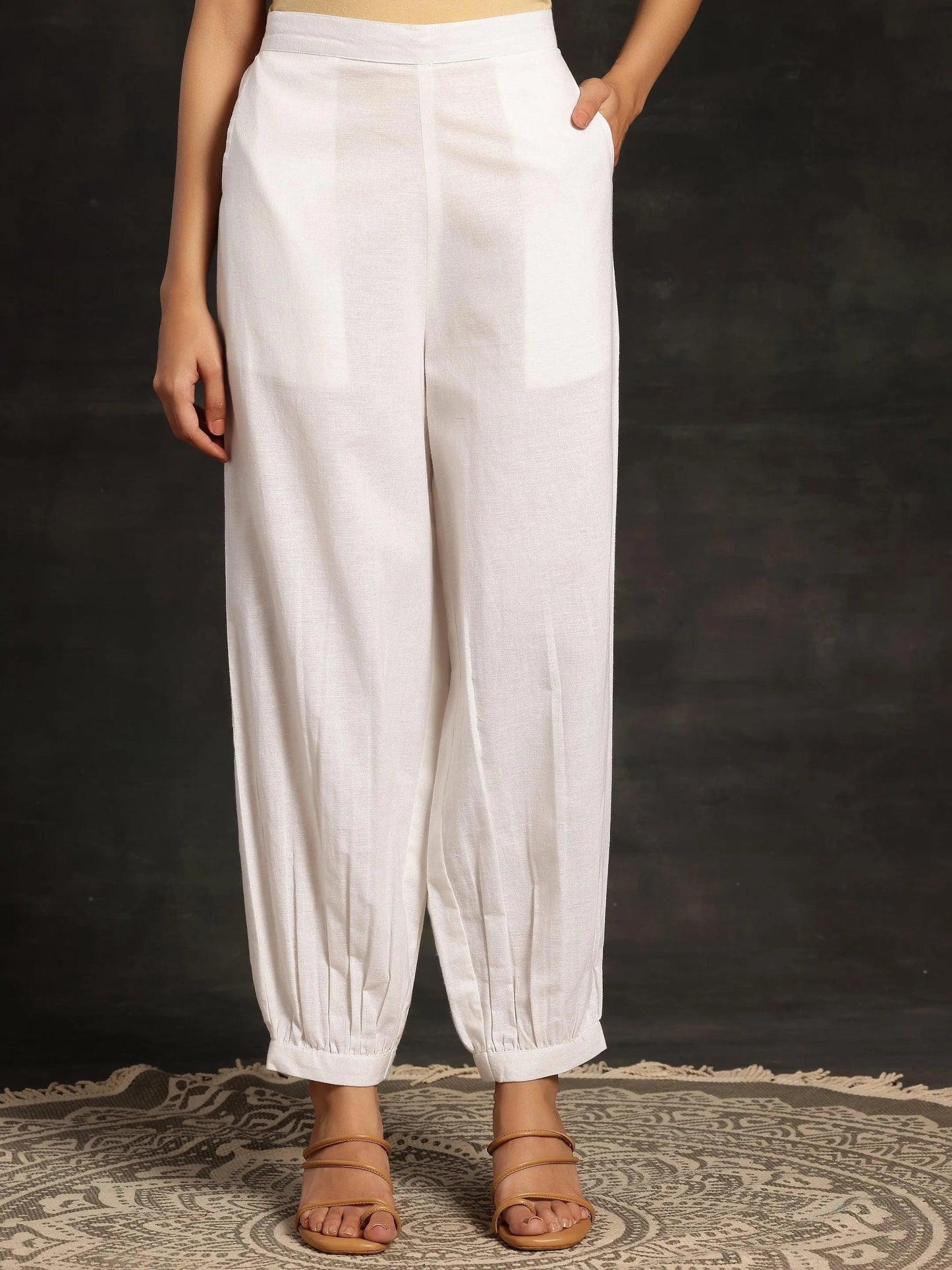 White Solid Cotton Salwar