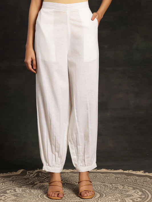 White Solid Cotton Salwar