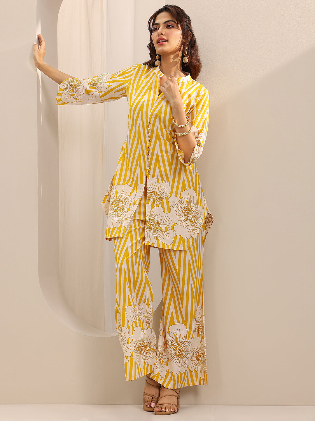 Yellow Printed Cotton Co-Ord Sets
