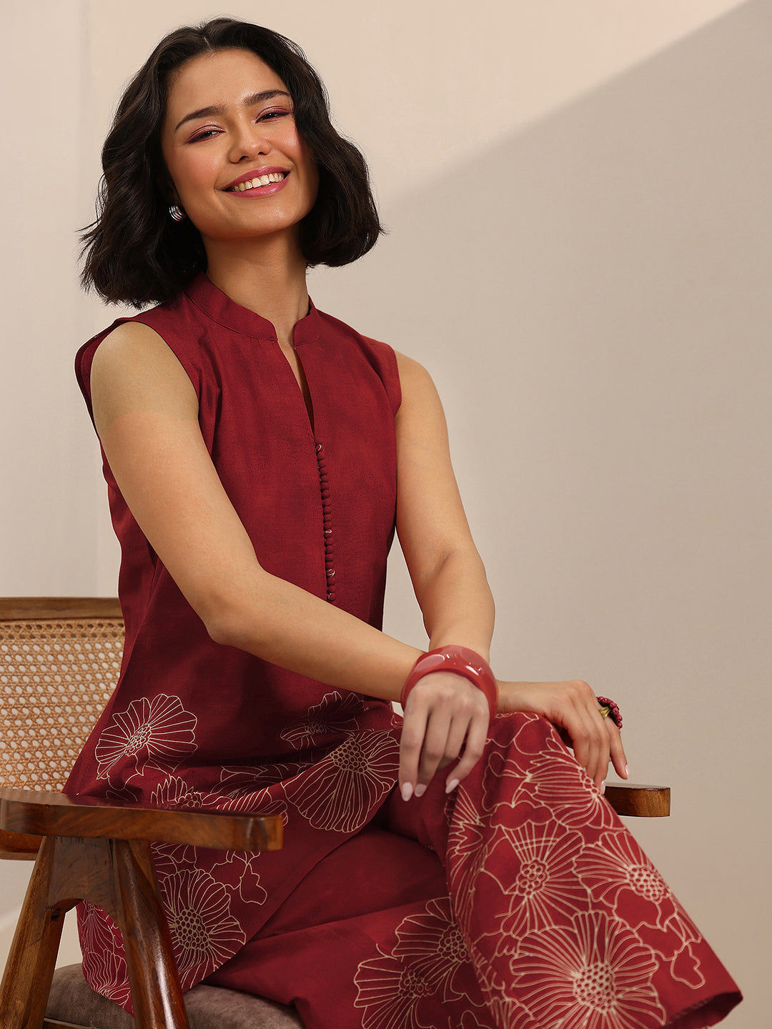 Red Printed Cotton Co-Ord Sets