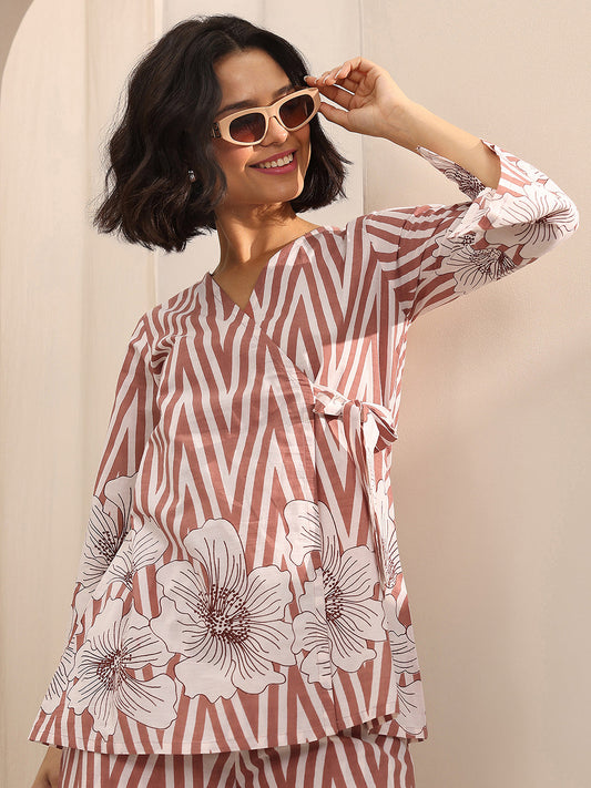 Brown Printed Cotton Co-Ord Sets