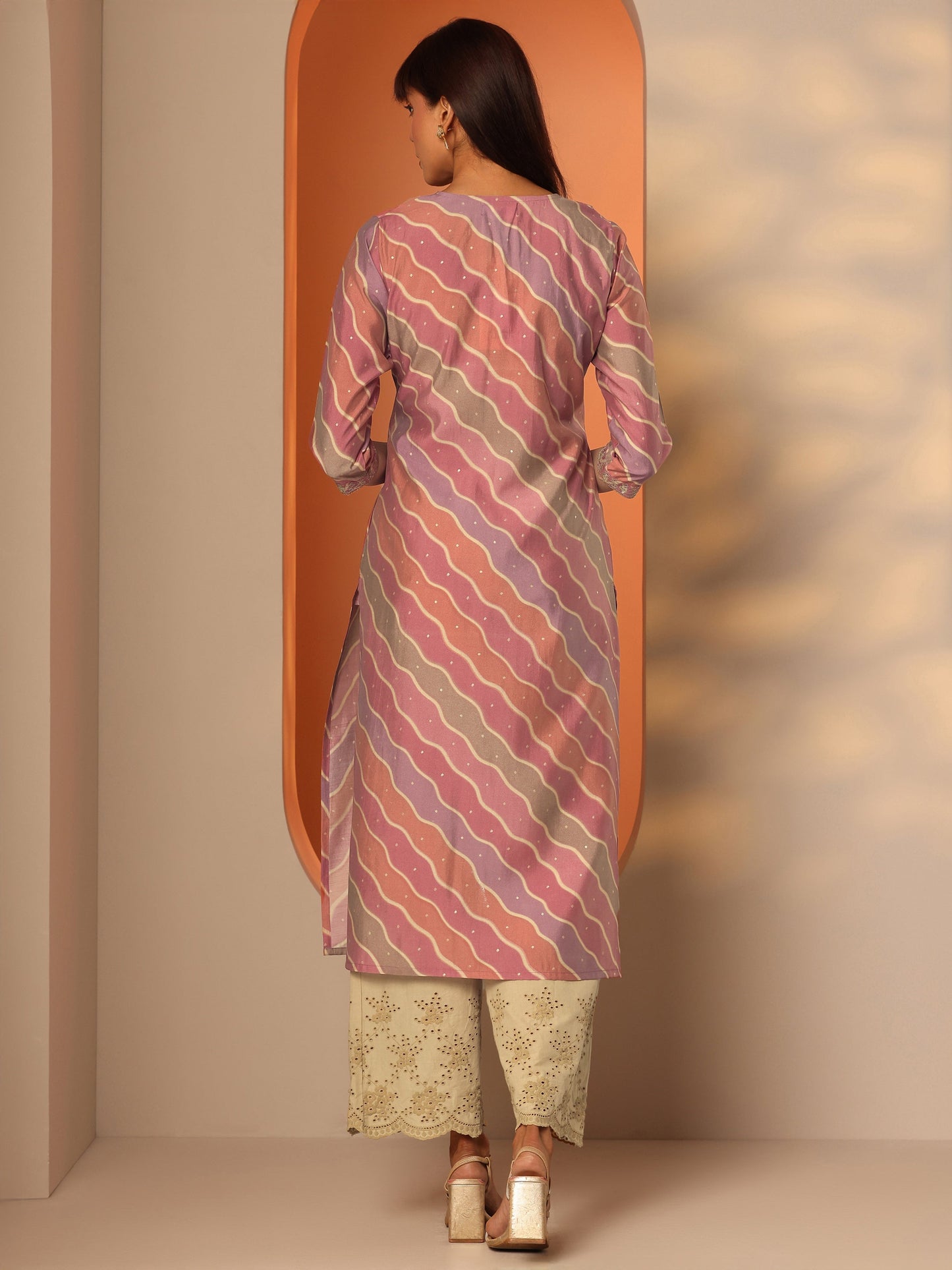 Multi Printed Silk Blend Straight Kurta