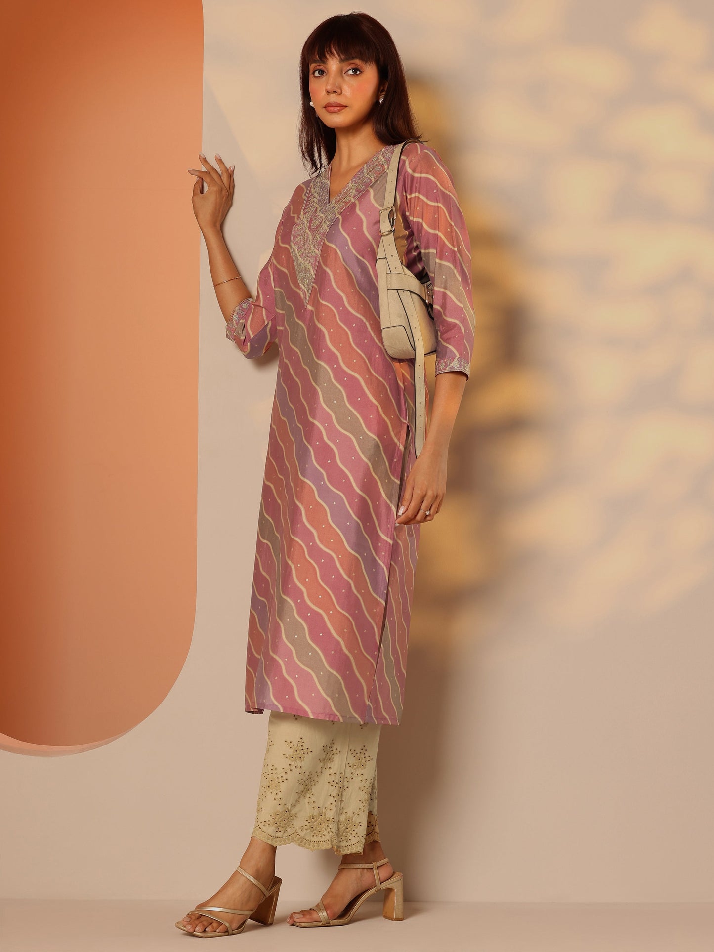 Multi Printed Silk Blend Straight Kurta