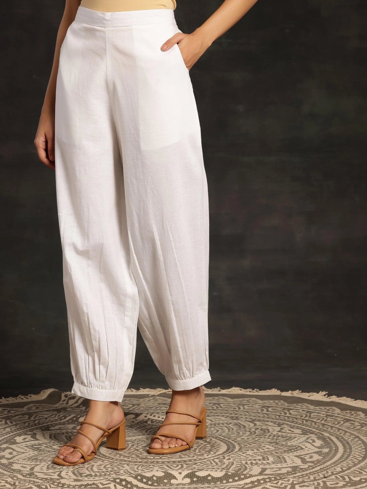 White Solid Cotton Salwar