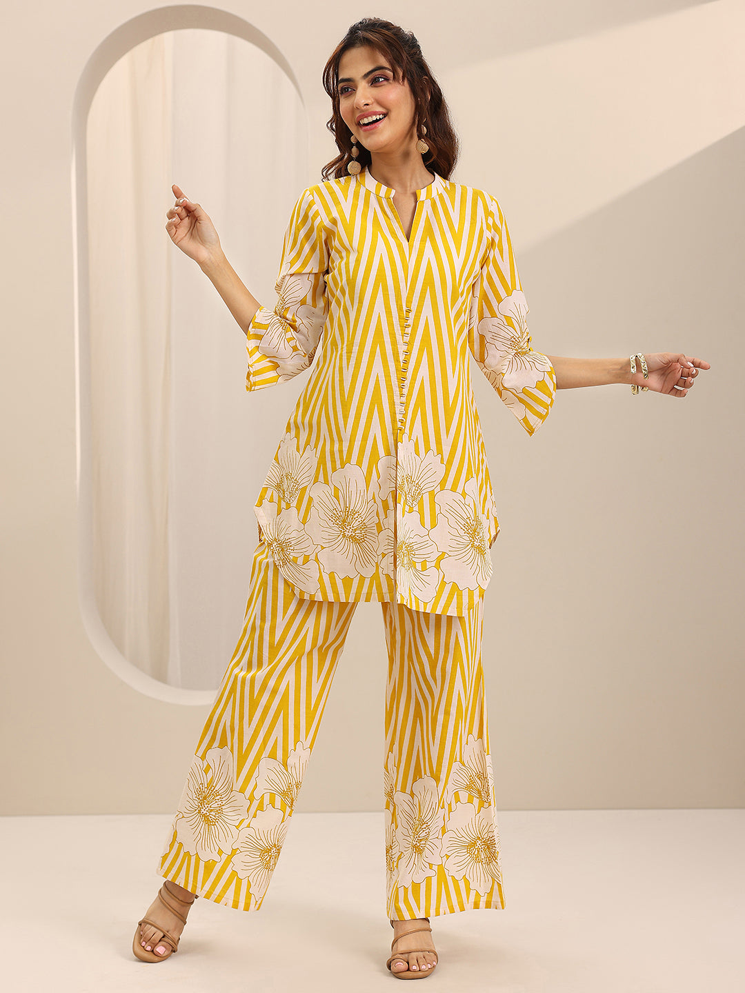 Yellow Printed Cotton Co-Ord Sets