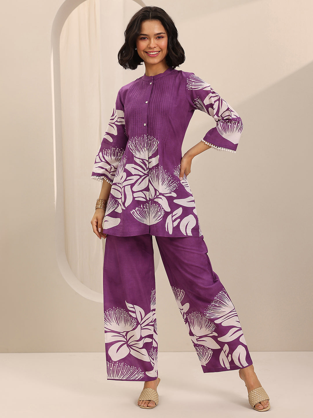Purple Printed Cotton Co-Ord Sets