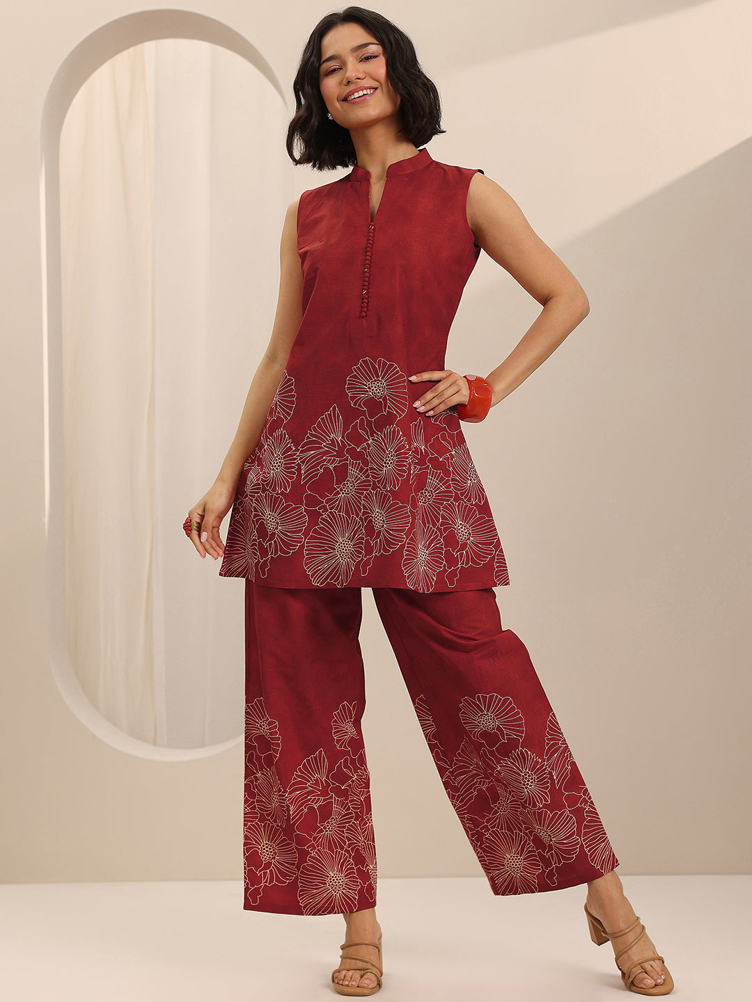 Red Printed Cotton Co-Ord Sets