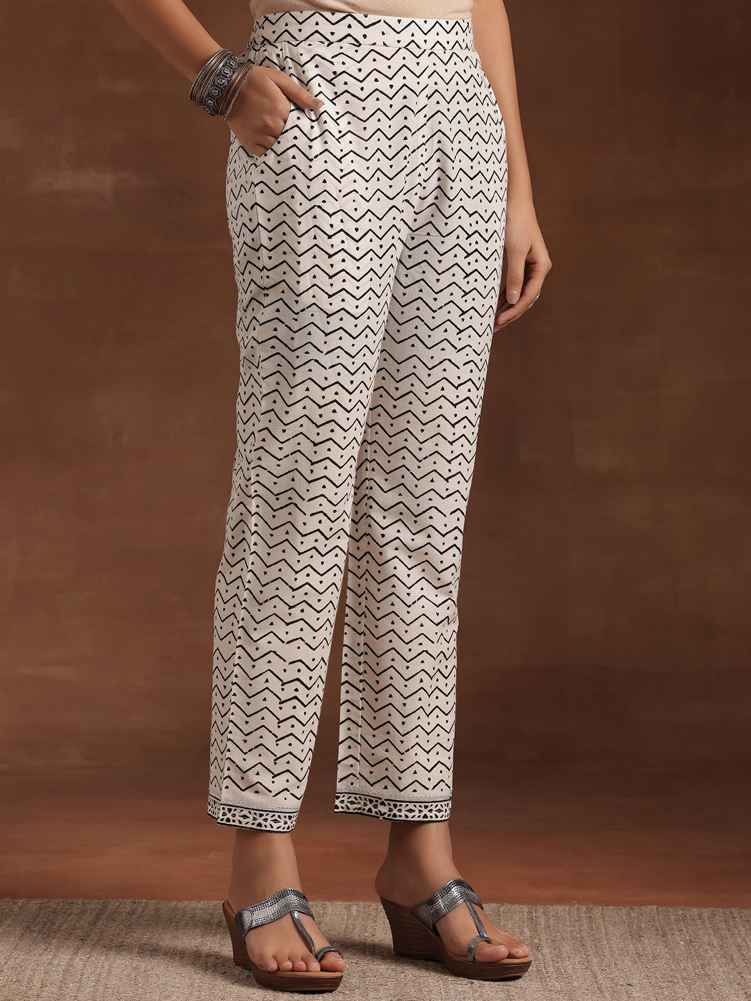 Black Printed Cotton Straight Suit Set With Dupatta