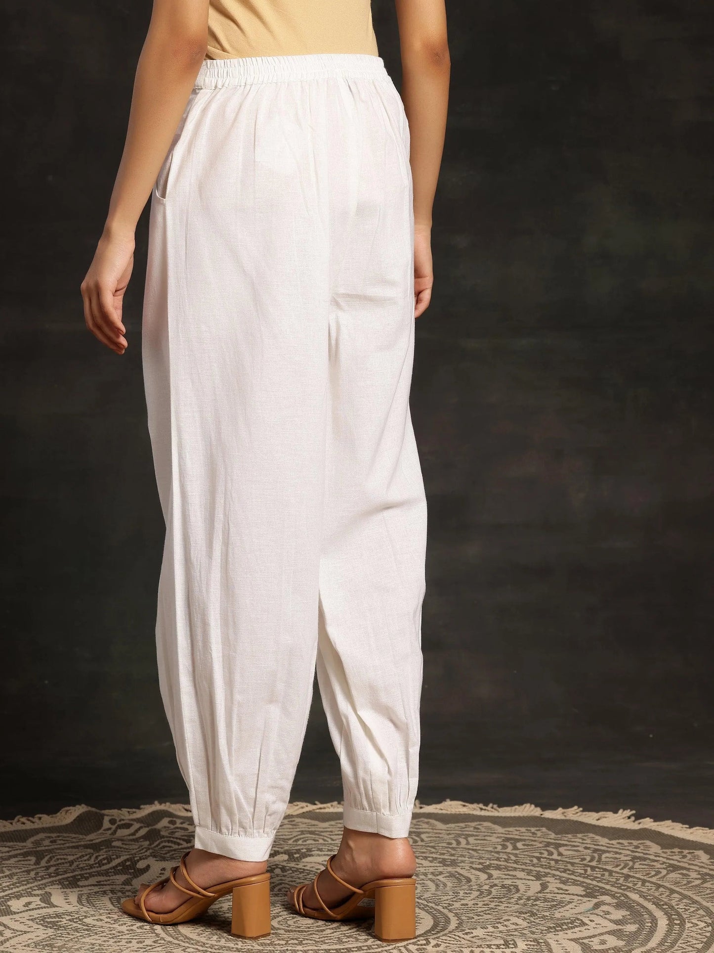 White Solid Cotton Salwar