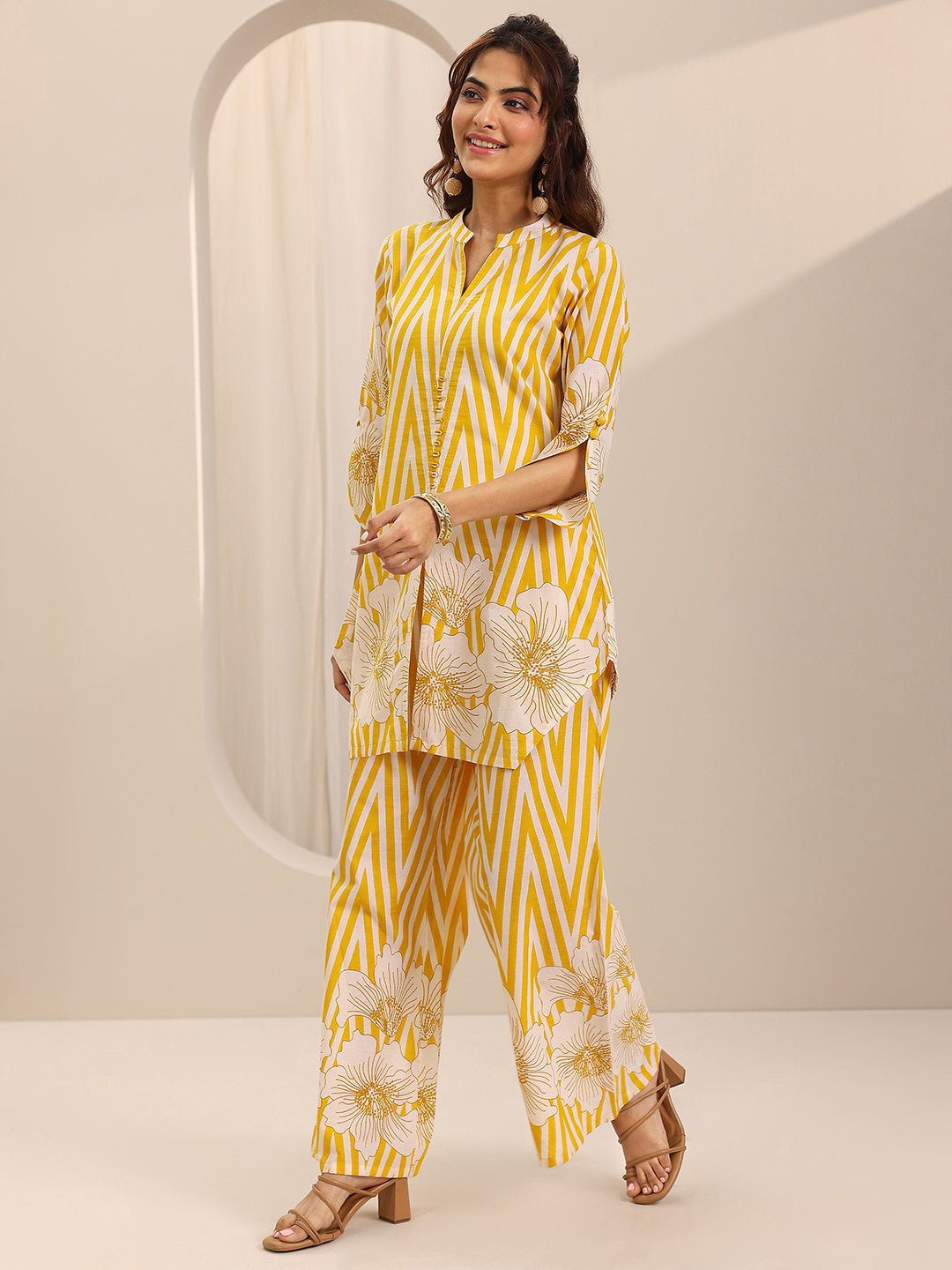 Yellow Printed Cotton Co-Ord Sets
