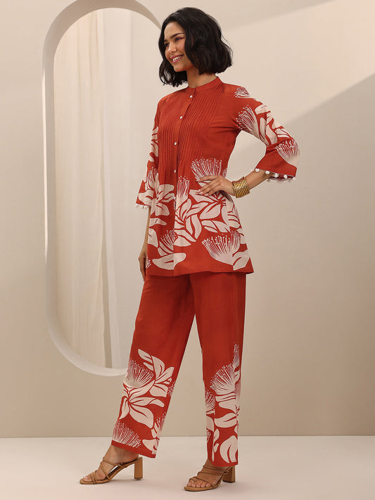 Orange Printed Cotton Co-Ord Sets