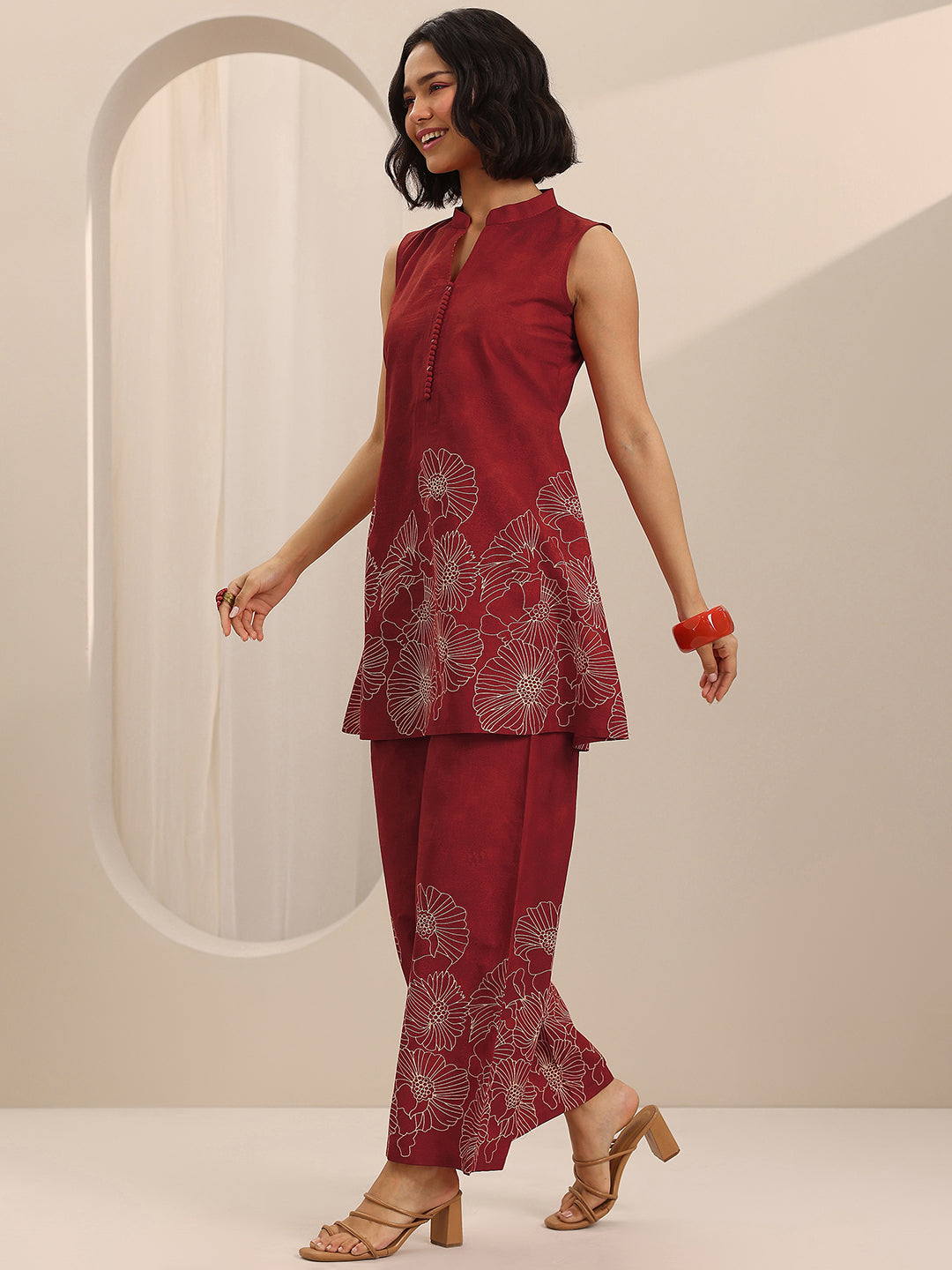 Red Printed Cotton Co-Ord Sets