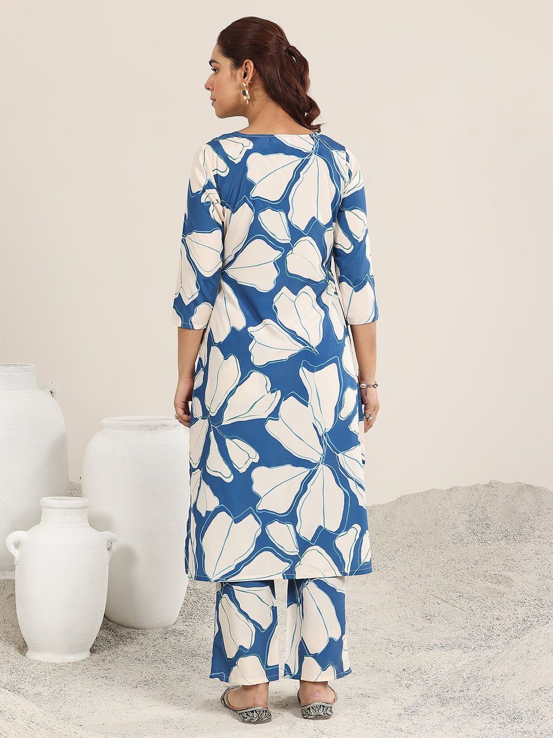 Blue Printed Poly Crepe Co-Ord Sets