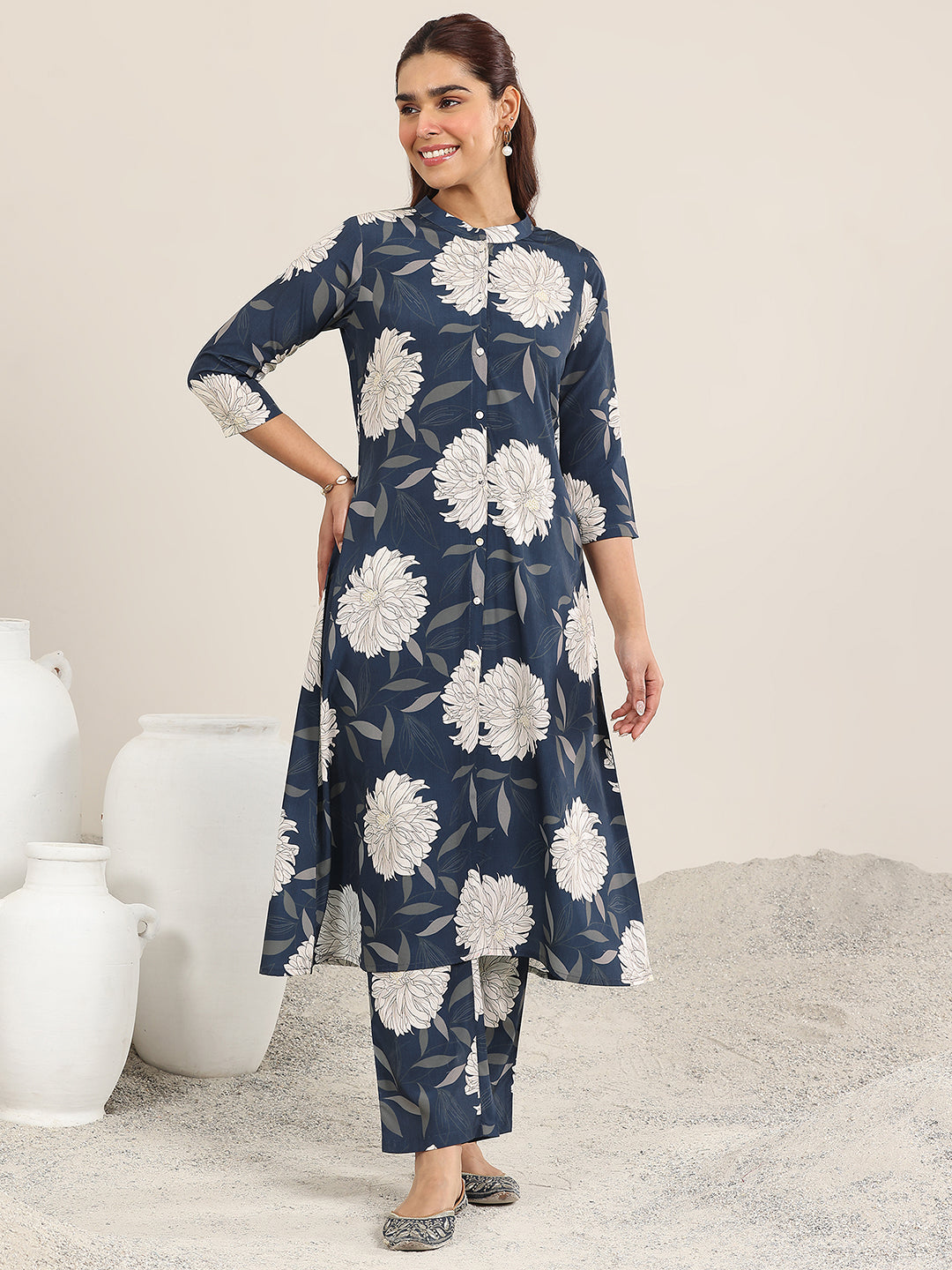 Blue Printed Poly Crepe Co-Ord Sets